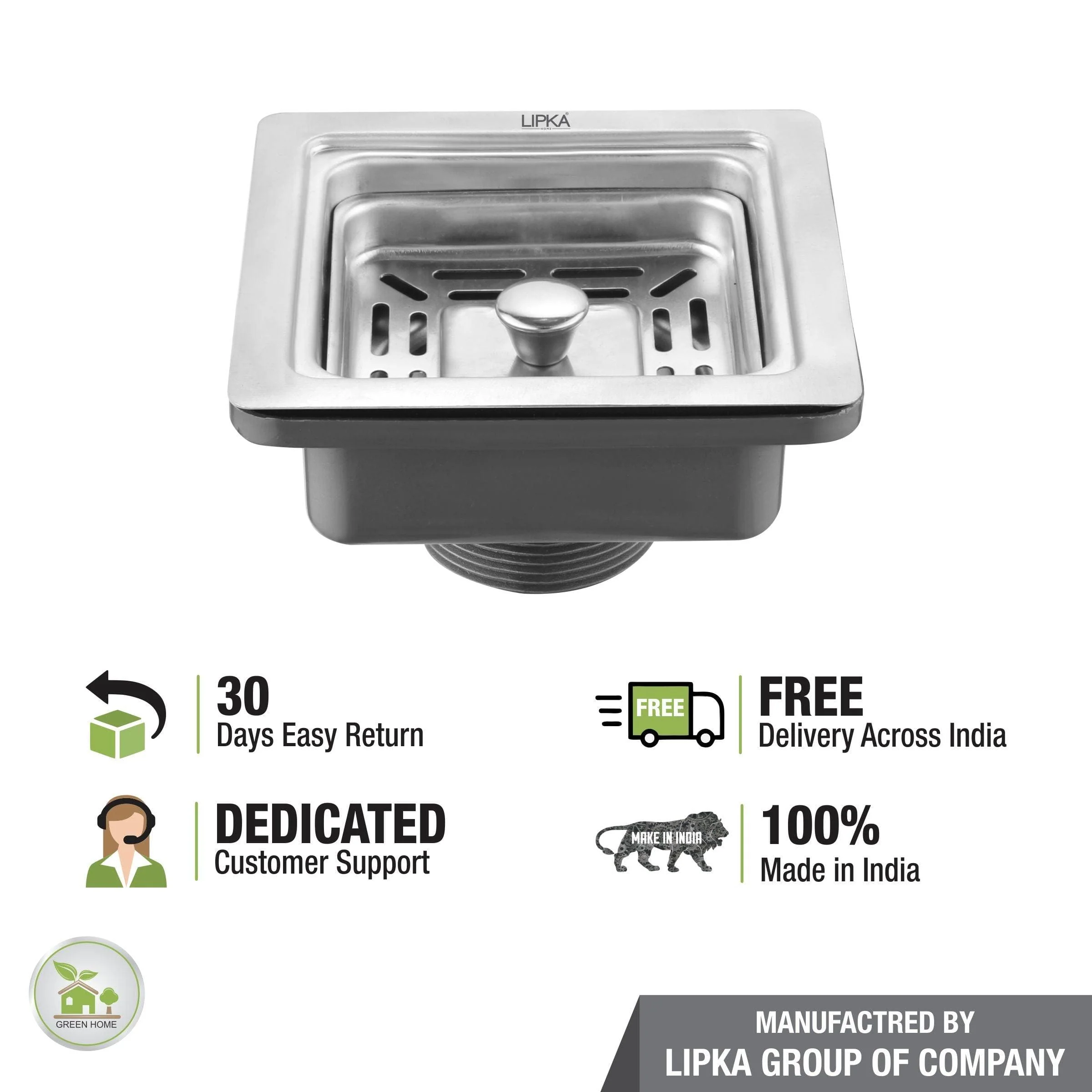 304-Grade Square Kitchen sink Coupling (4½ Inches) - LIPKA - Image 3