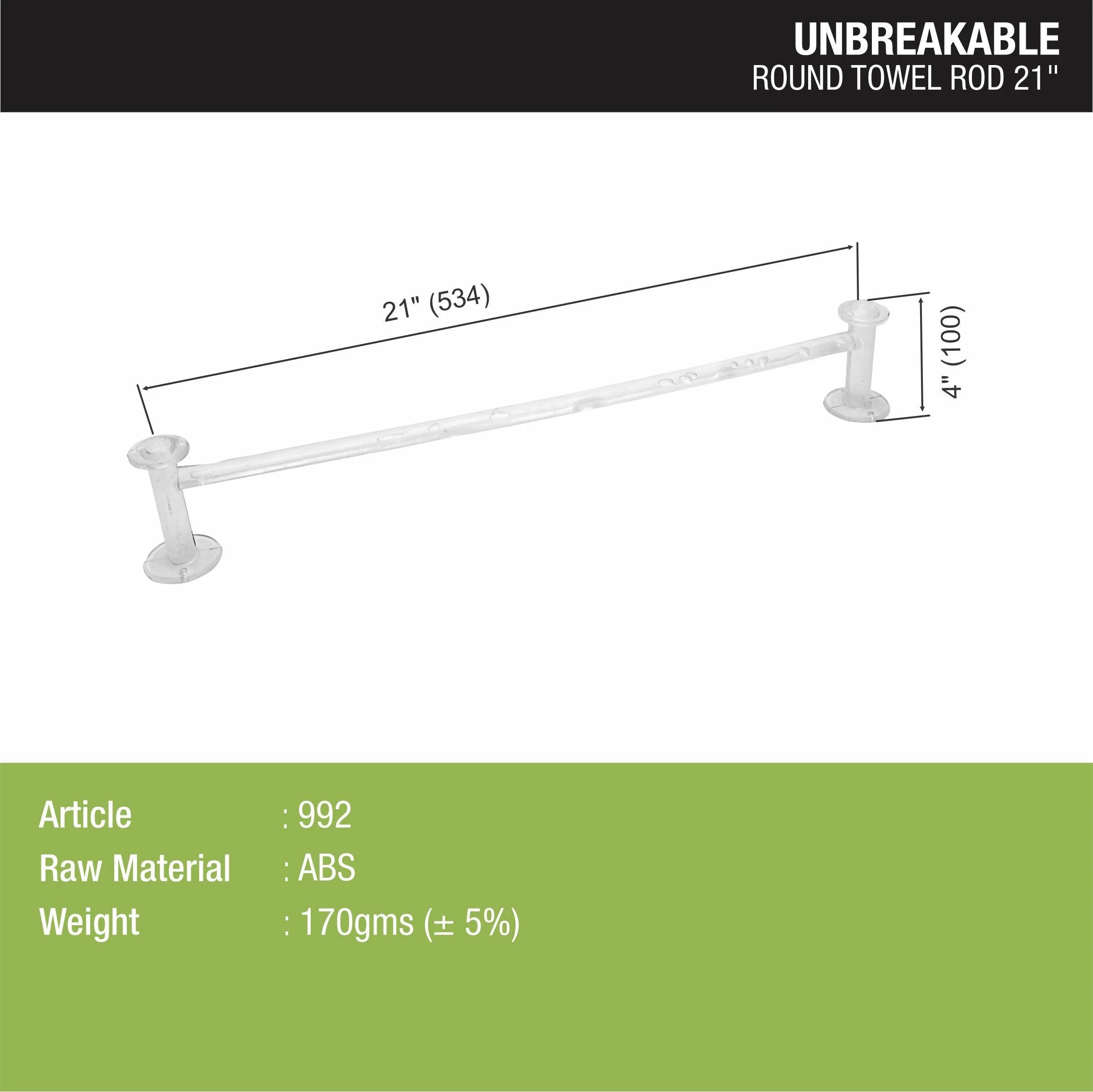 ABS Round Towel Rod (21 Inches) - LIPKA - Image 2