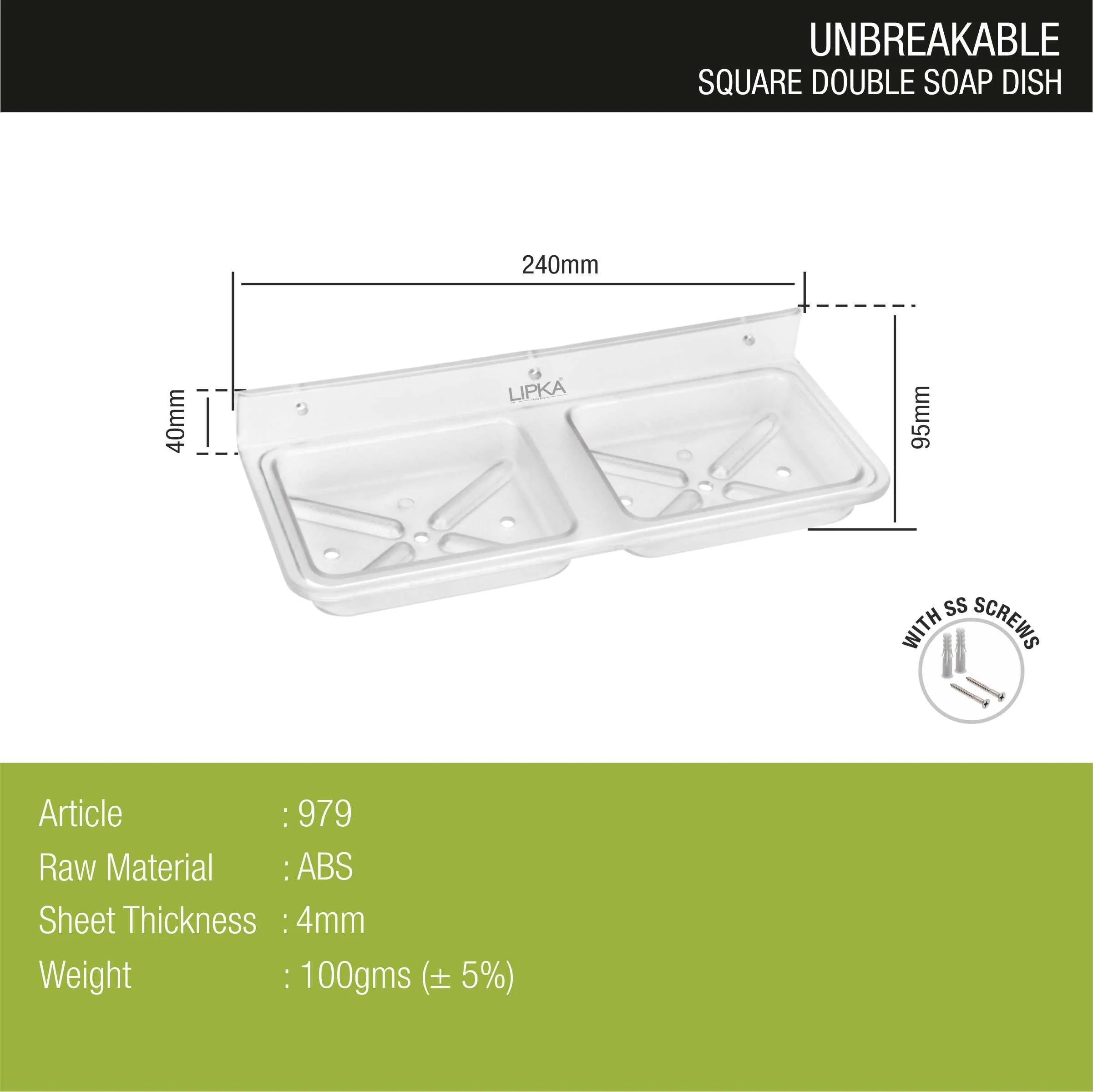 ABS Square Double Soap Dish - LIPKA - Image 3