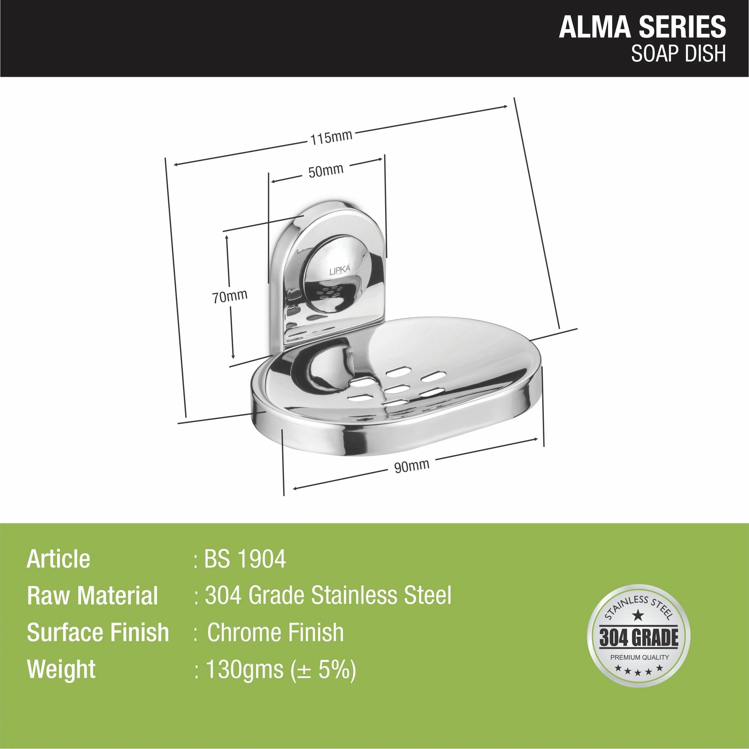 Alma Soap Dish (304-SS) - LIPKA - Image 2