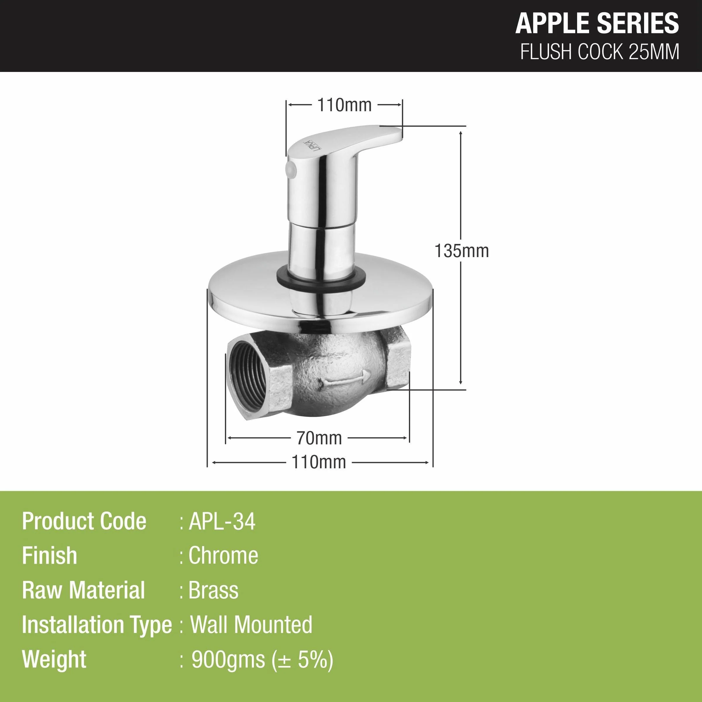 Apple Flush Cock 25mm Brass Faucet - LIPKA - Image 2