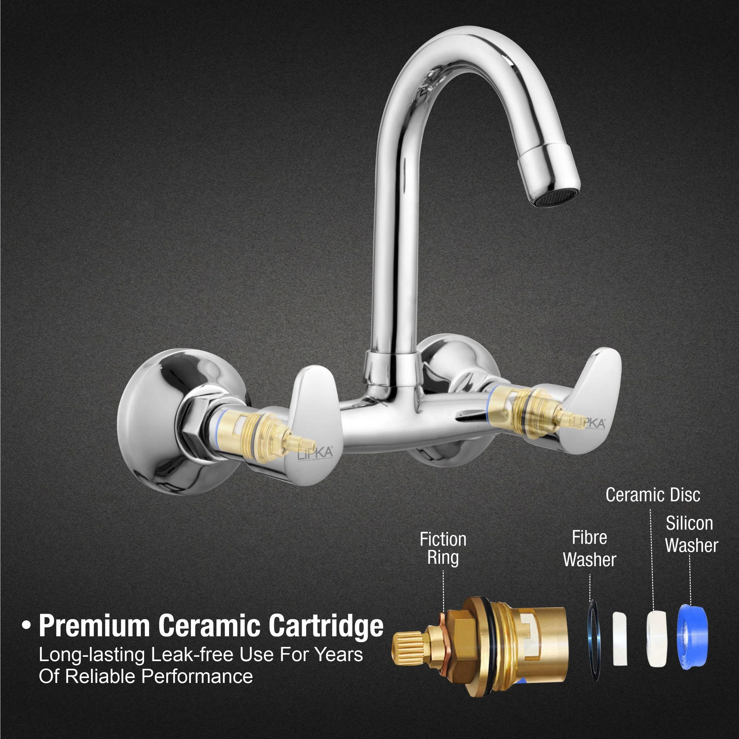 Apple Sink Mixer Brass Faucet with Round Swivel Spout (12 Inches) - LIPKA - Image 3