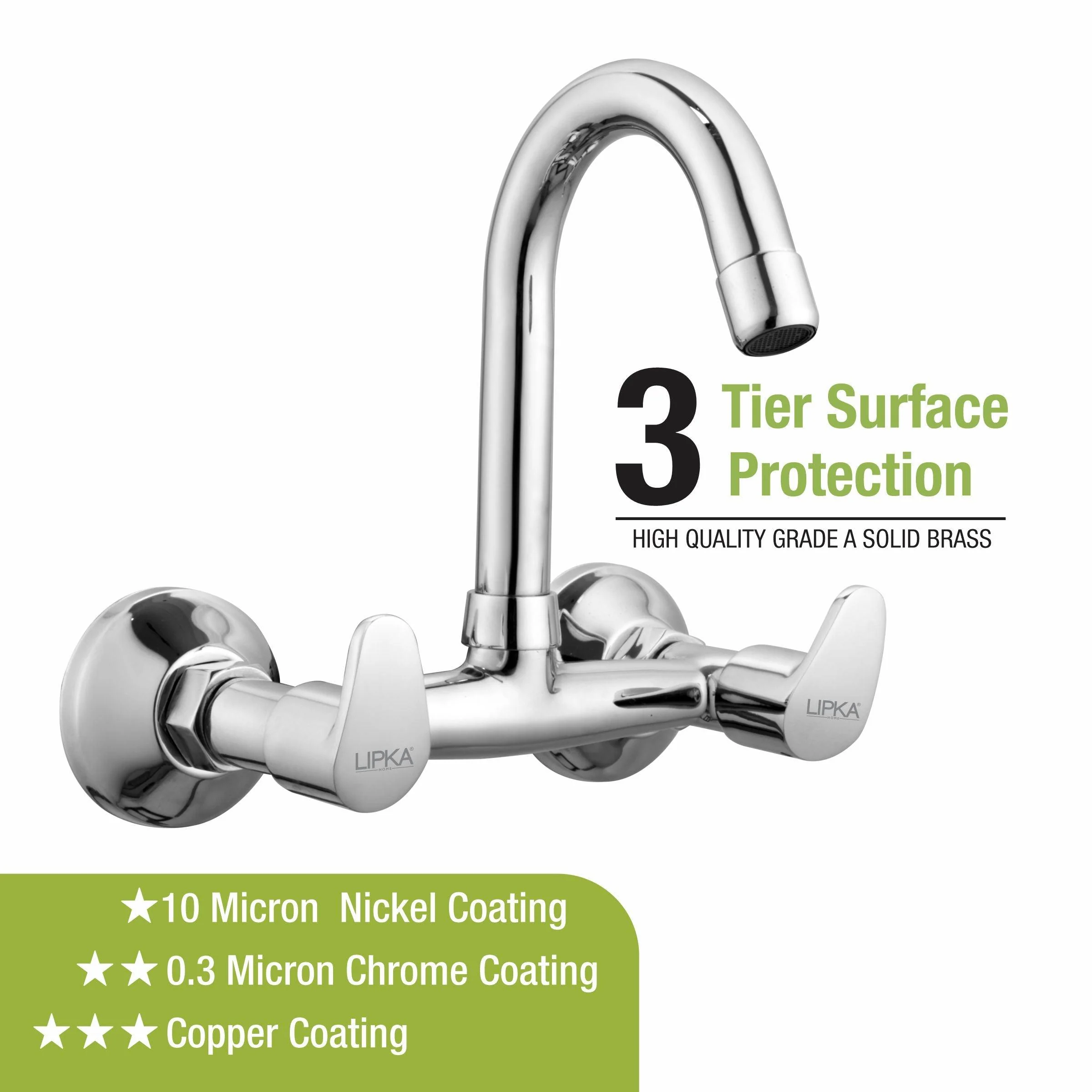 Apple Sink Mixer Brass Faucet with Round Swivel Spout (12 Inches) - LIPKA - Image 4
