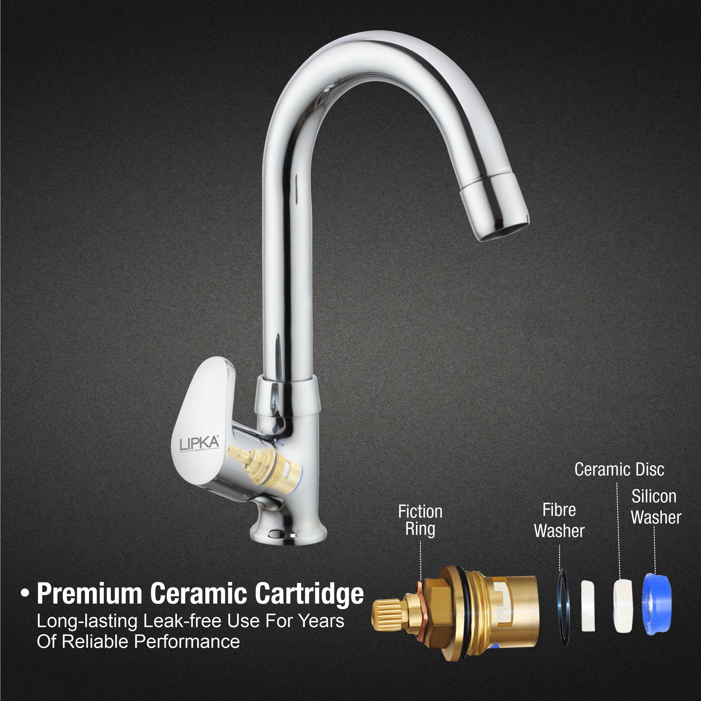 Apple Swan Neck Brass Faucet with Round Swivel Spout (12 Inches) - LIPKA - Image 3