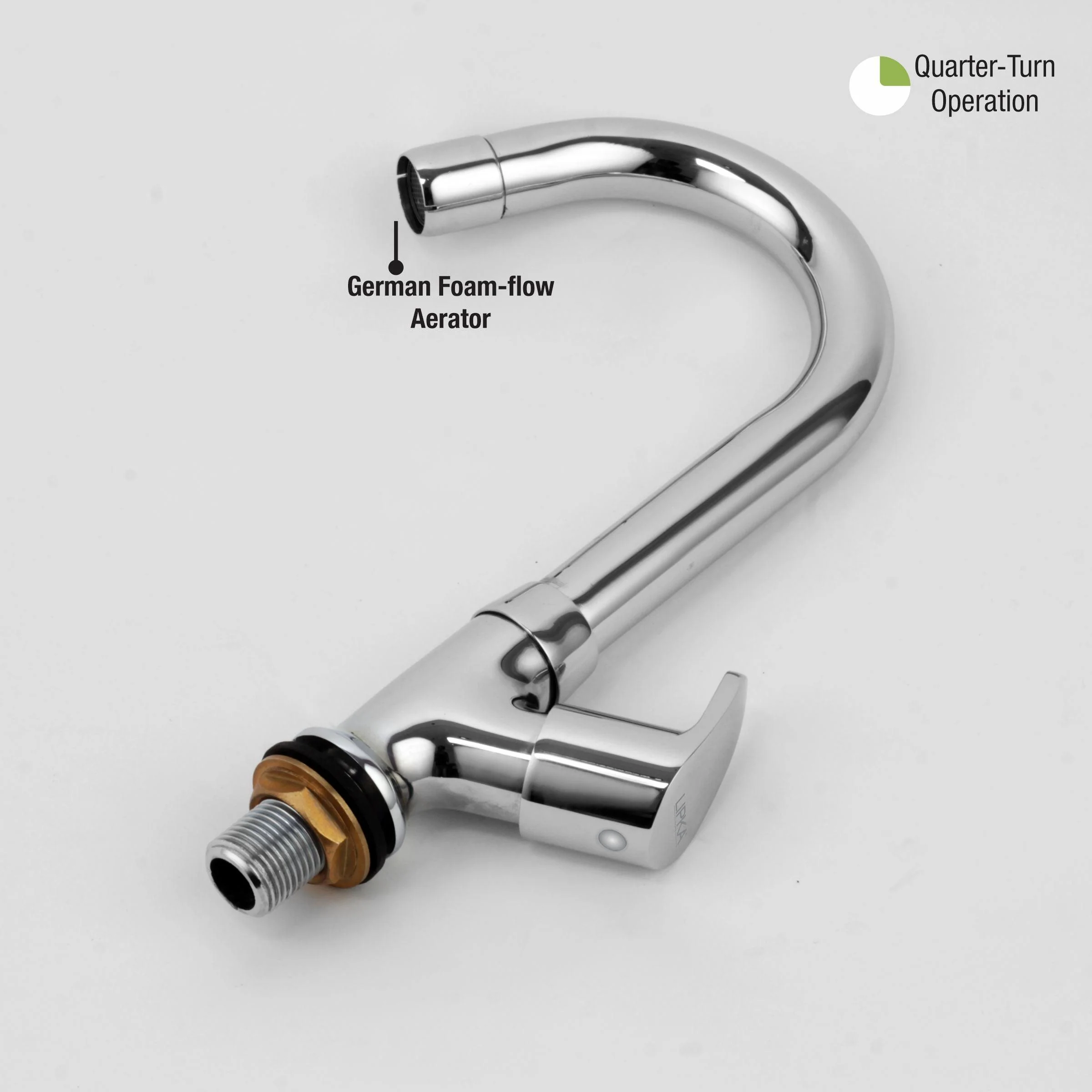 Apple Swan Neck Brass Faucet with Round Swivel Spout (12 Inches) - LIPKA - Image 5