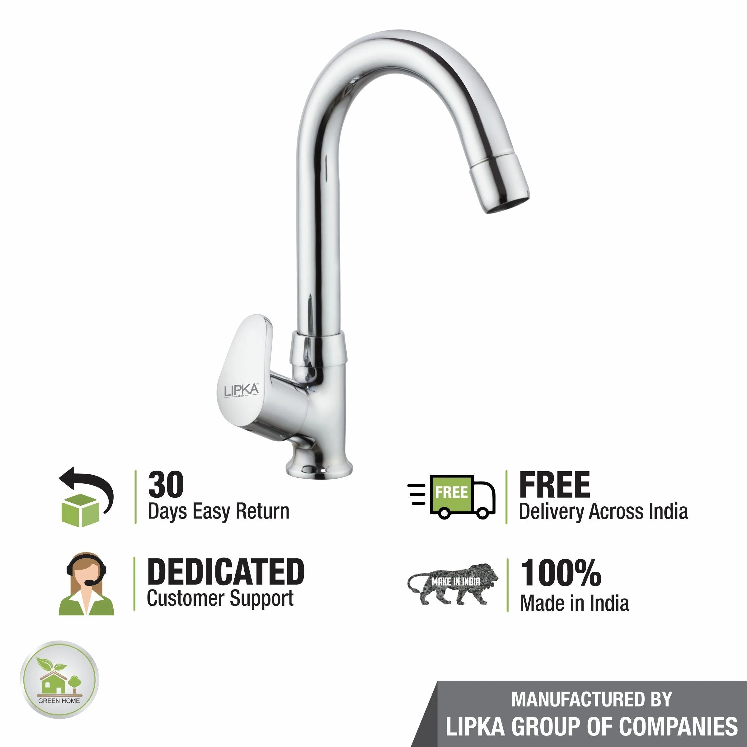 Apple Swan Neck Brass Faucet with Round Swivel Spout (12 Inches) - LIPKA - Image 6