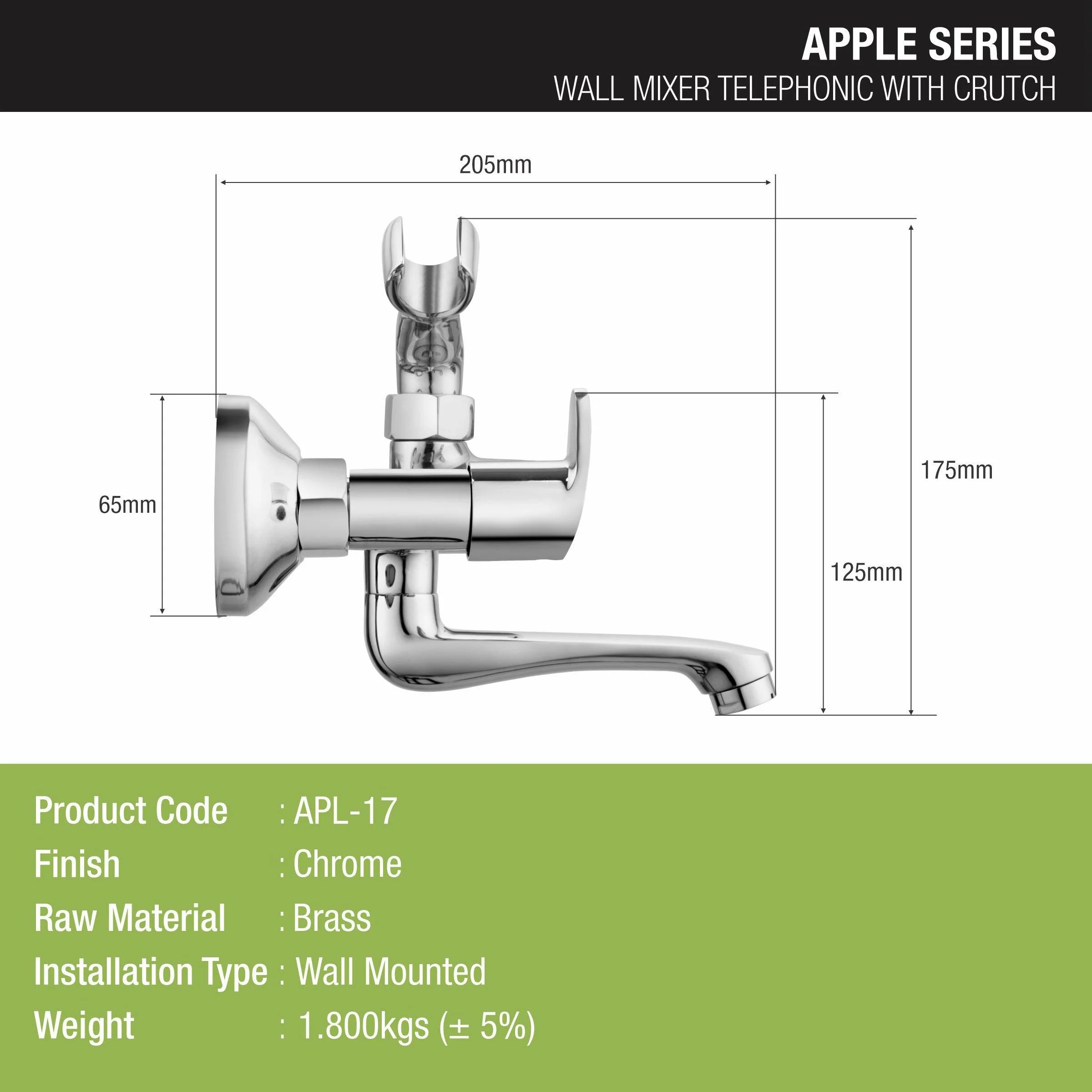 Apple Telephonic Wall Mixer Brass Faucet with Crutch - LIPKA - Image 2