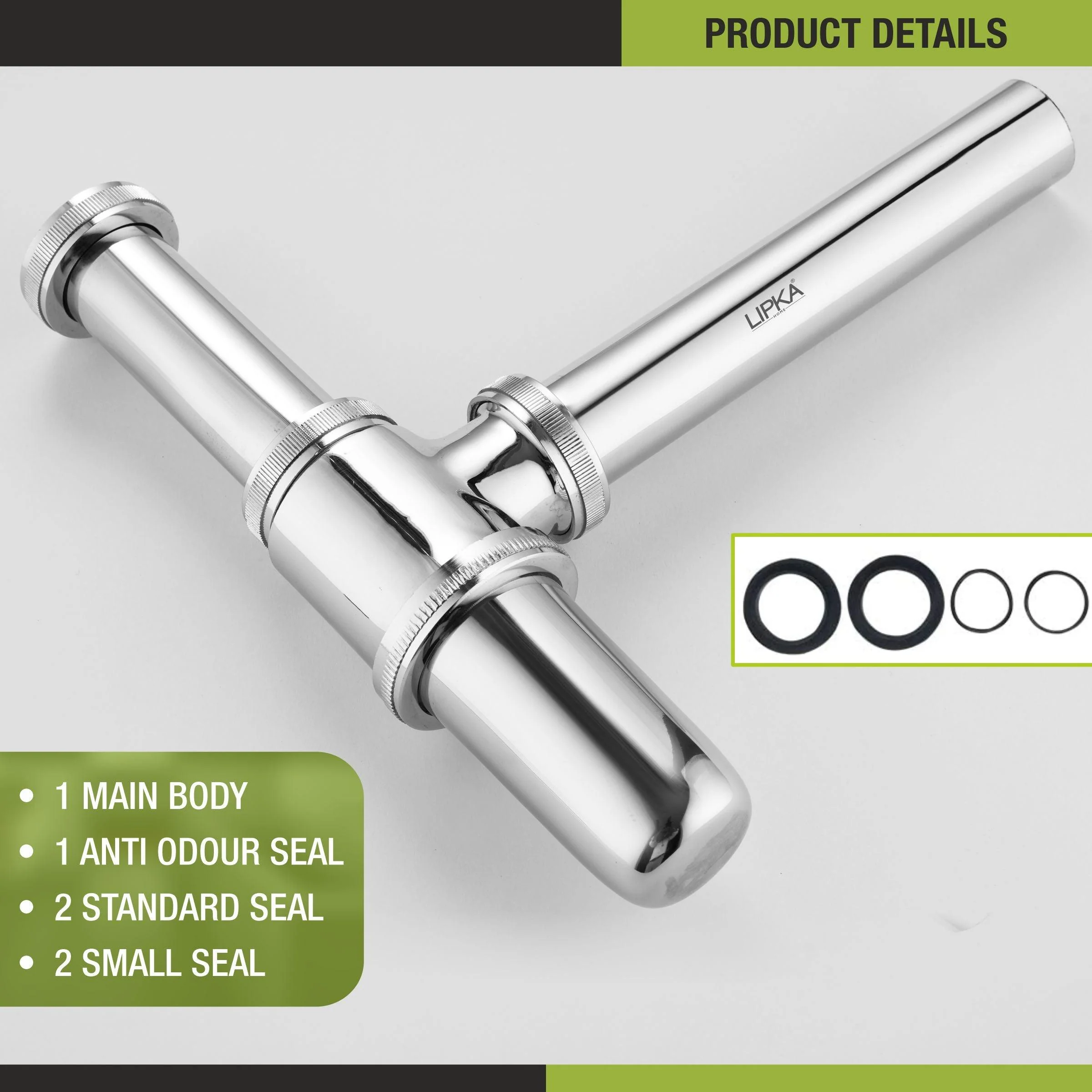 ARC Brass Bottle Trap CP (7 Inches) - LIPKA - Image 3