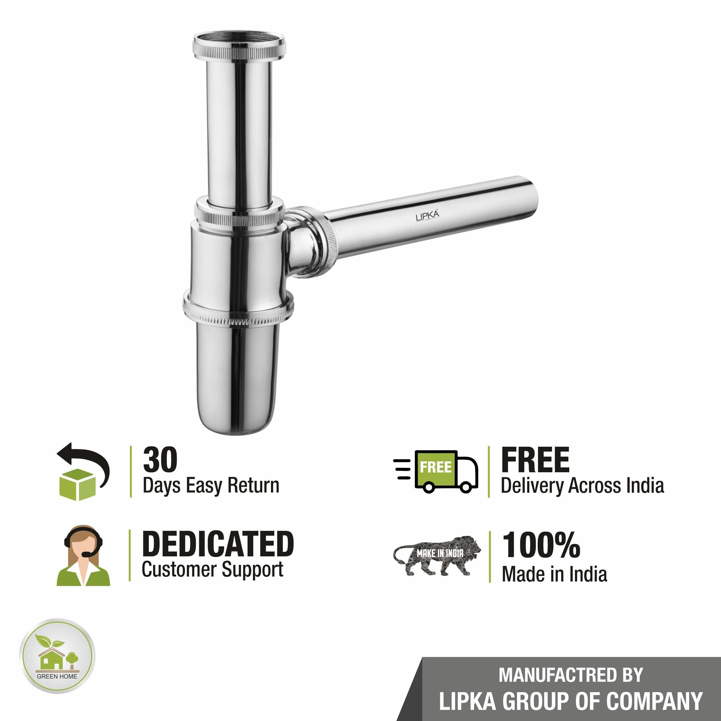 ARC Brass Bottle Trap CP (7 Inches) - LIPKA - Image 4