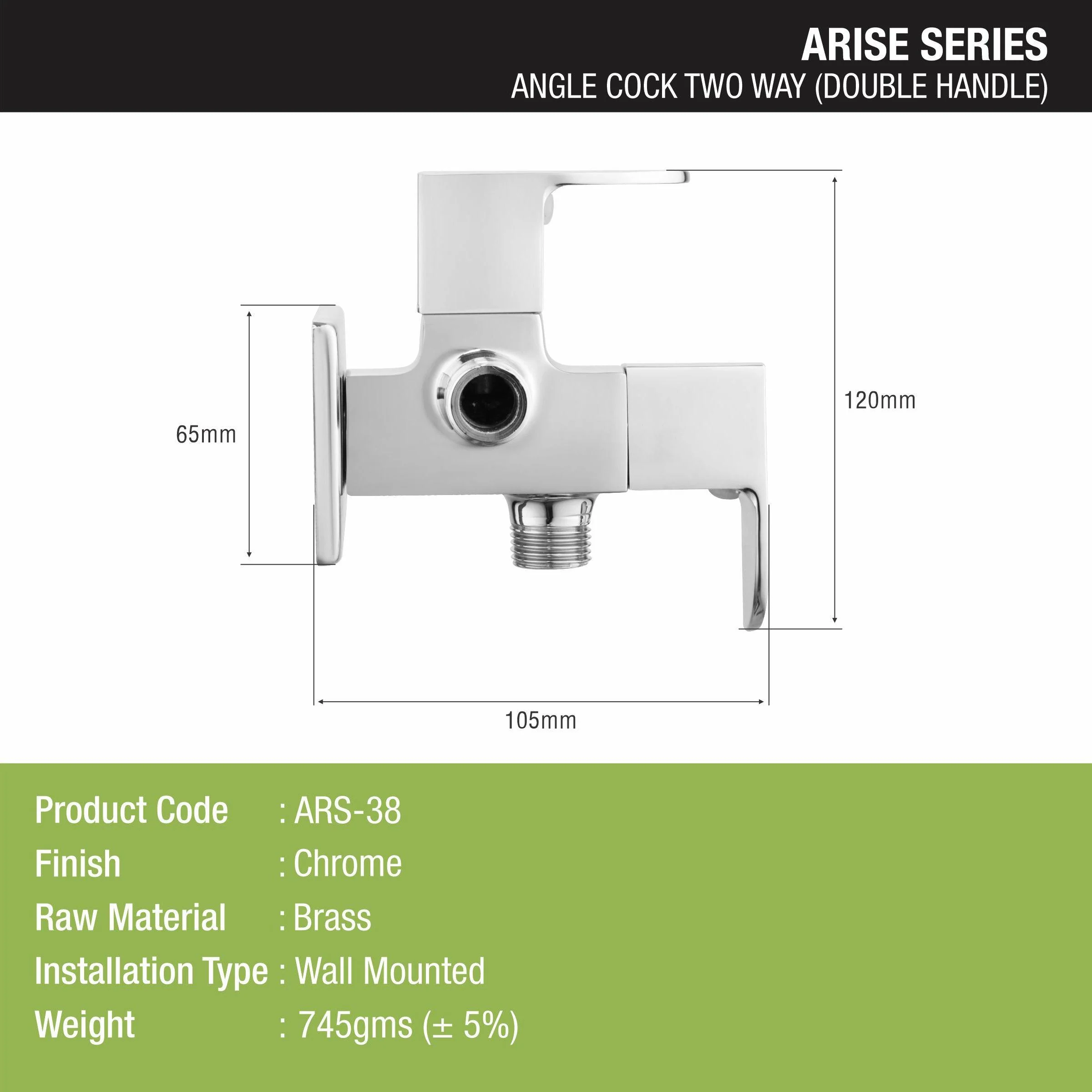 Arise Angle Valve Two Way Double Handle Brass Faucet - LIPKA - Image 2