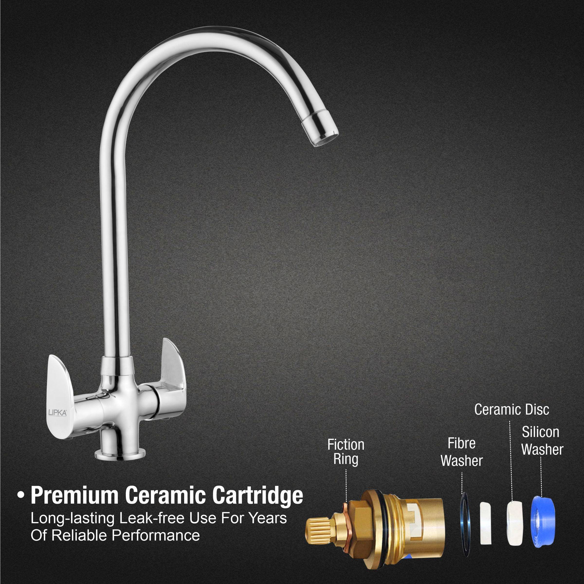 Arise Centre Hole Basin Mixer Brass Faucet with Round Swivel Spout (20 Inches) - LIPKA - Image 3