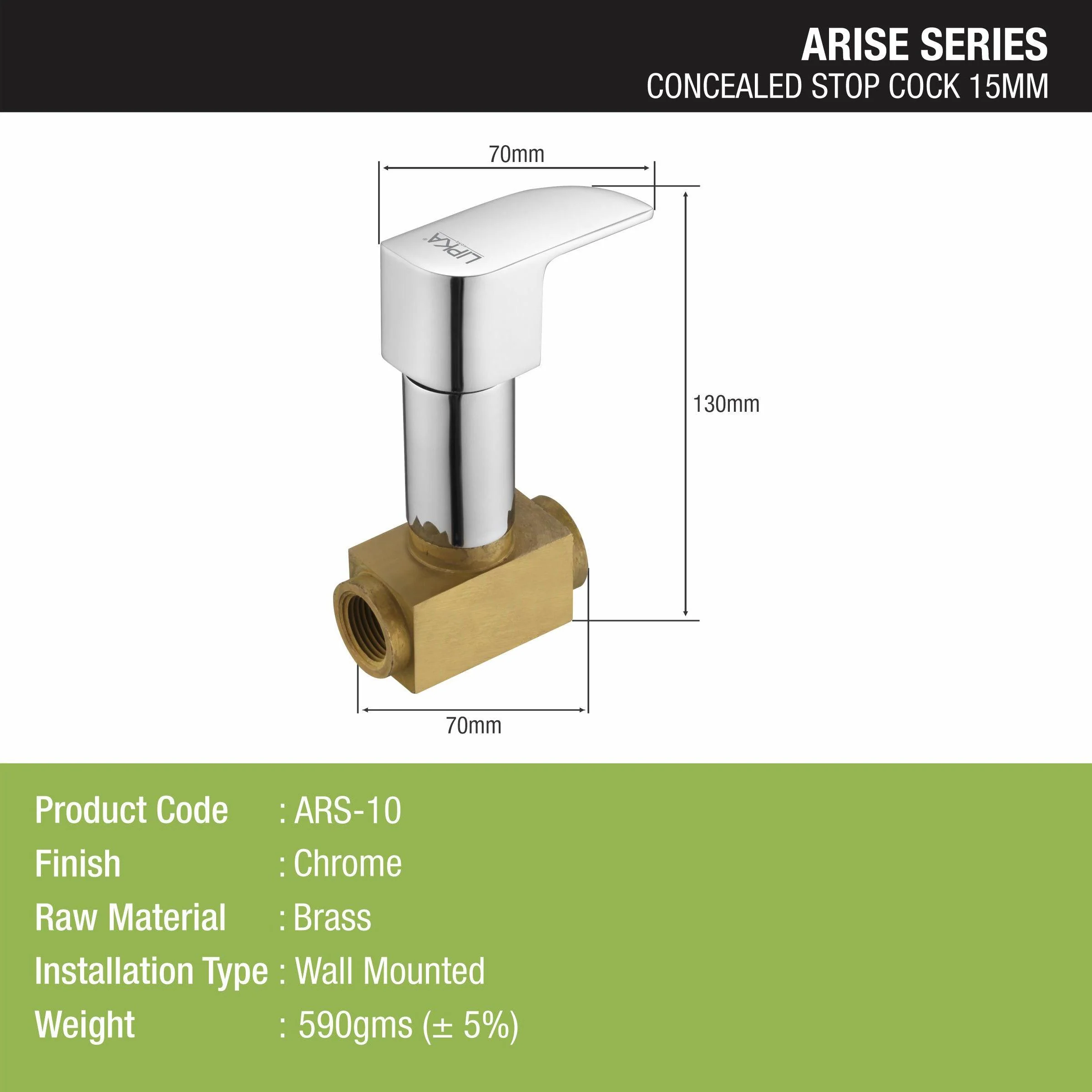 Arise Concealed Stop Valve 15mm Brass Faucet  - LIPKA - Image 2