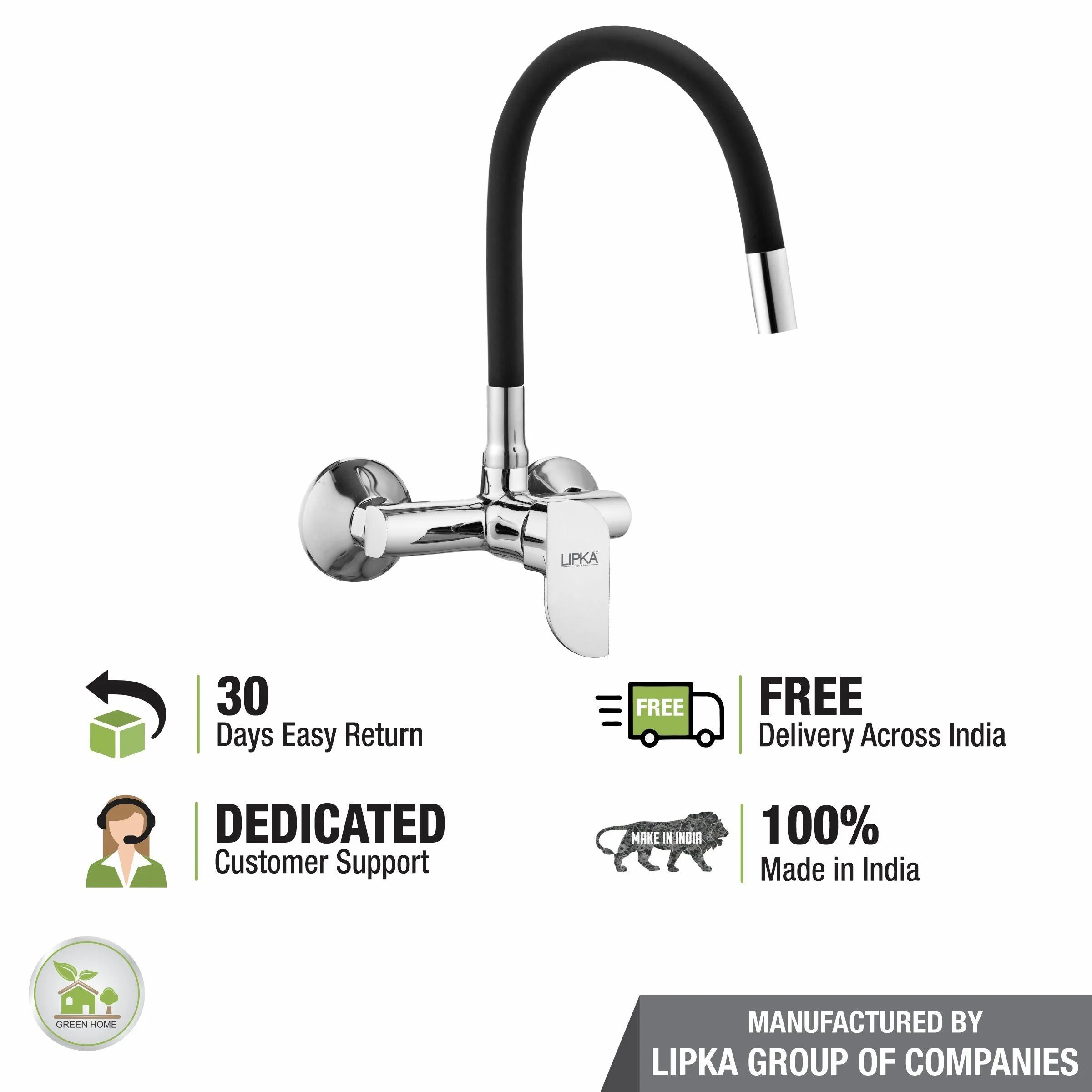 Arise Single Lever Sink Mixer with Black Flexible Silicone Spout (20 Inches) - LIPKA - Image 5