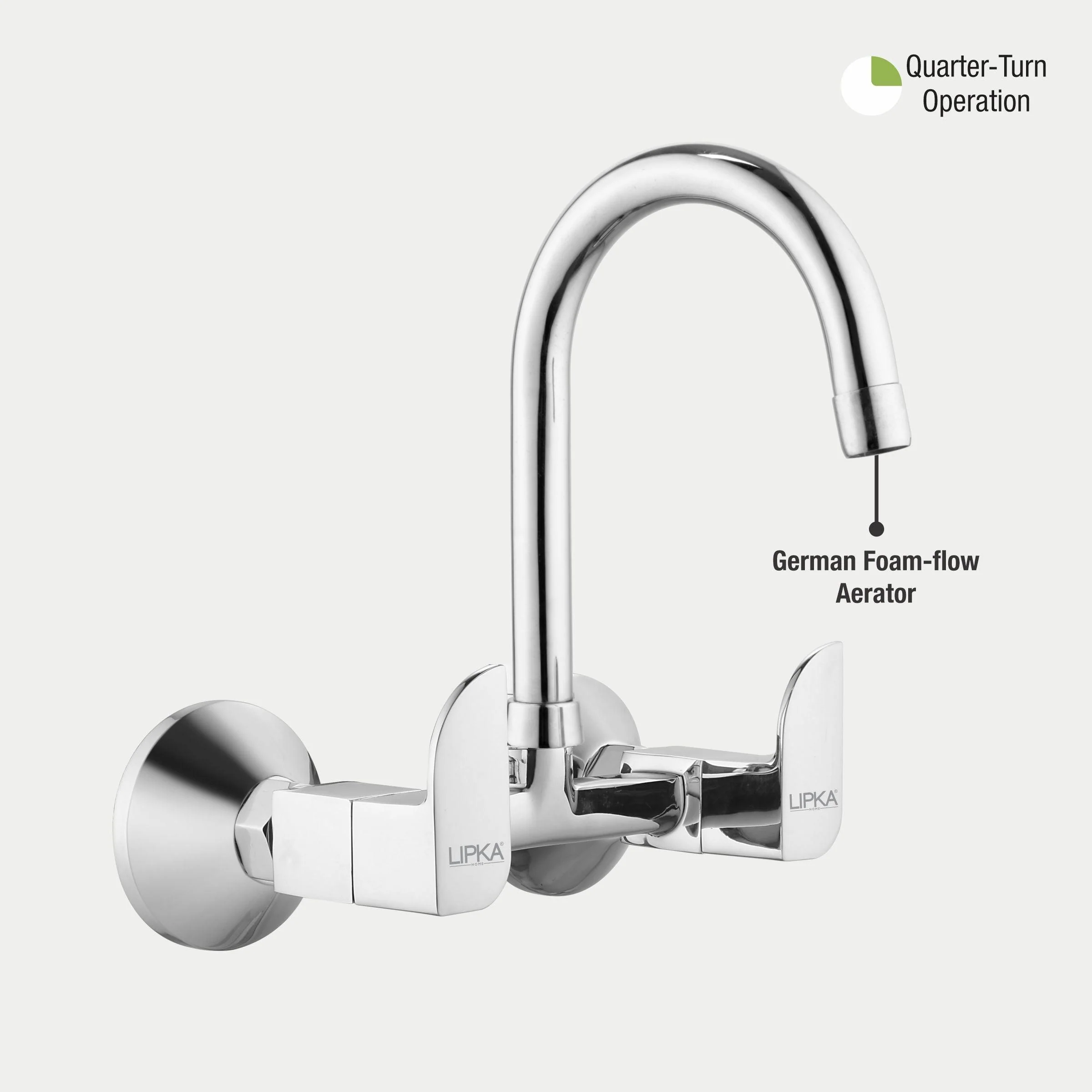 Arise Sink Mixer Brass Faucet with Round Swivel Spout (15 Inches) - LIPKA - Image 5