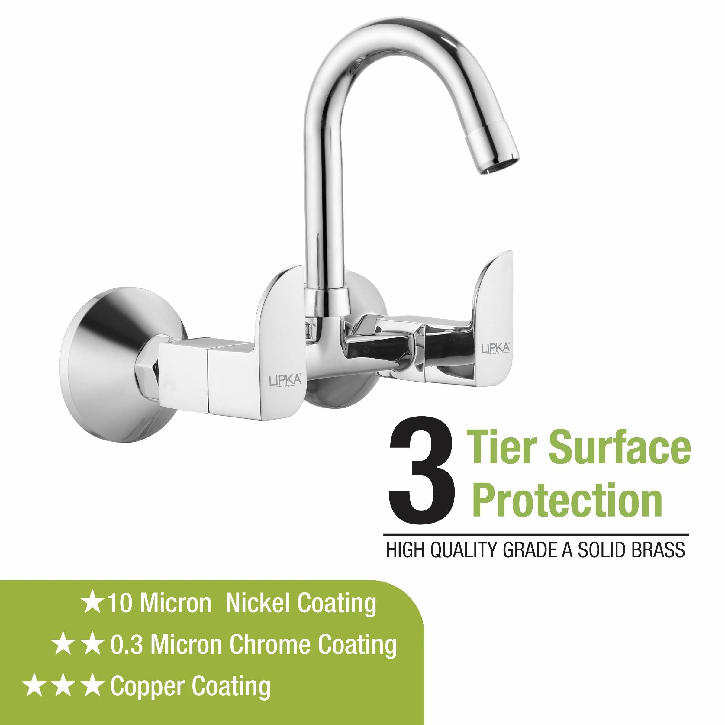 Arise Sink Mixer Brass Faucet with Round Swivel Spout (12 Inches) - LIPKA - Image 4