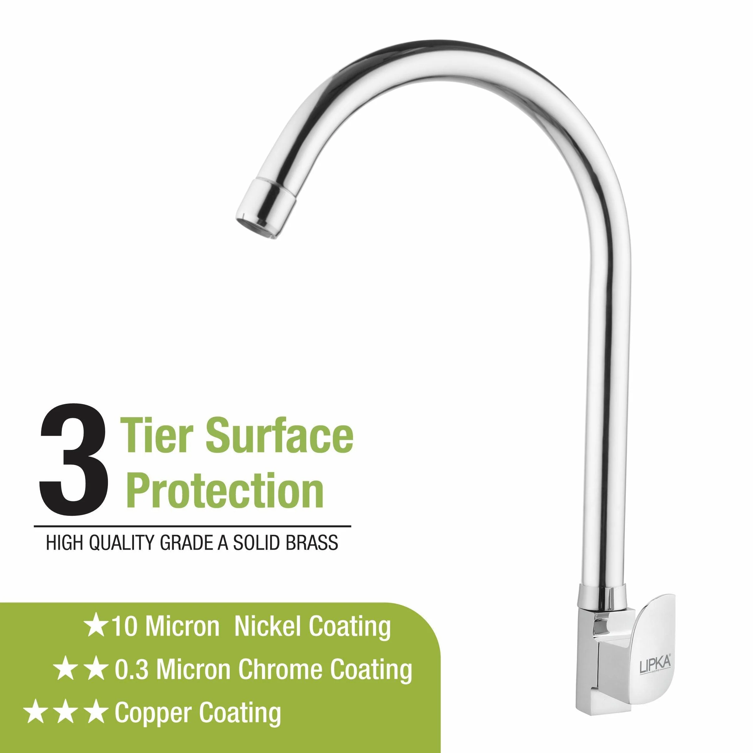 Arise Swan Neck Brass Faucet with Round Swivel Spout (20 Inches) - LIPKA - Image 4