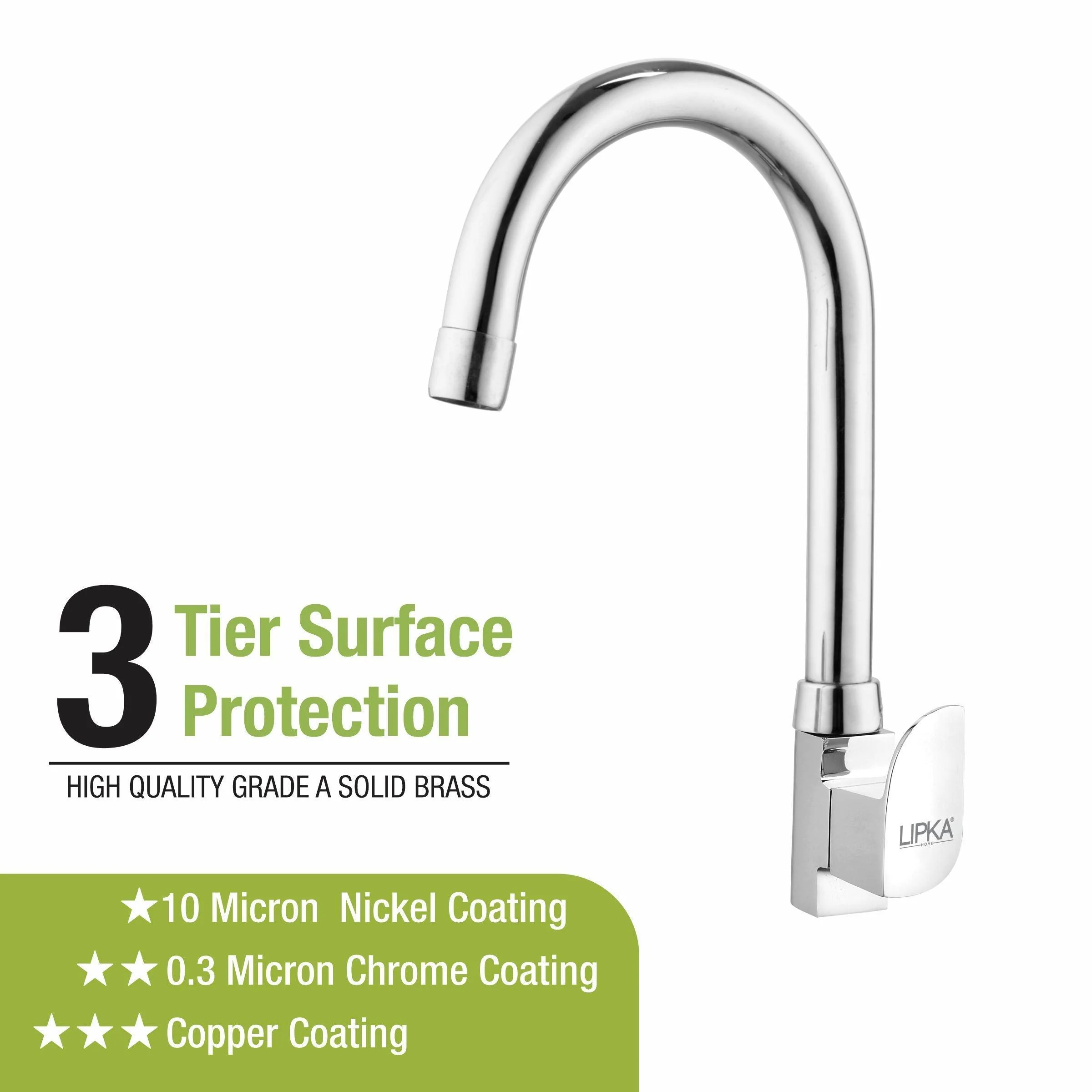 Arise Swan Neck Brass Faucet with Round Swivel Spout (15 Inches) - LIPKA - Image 4