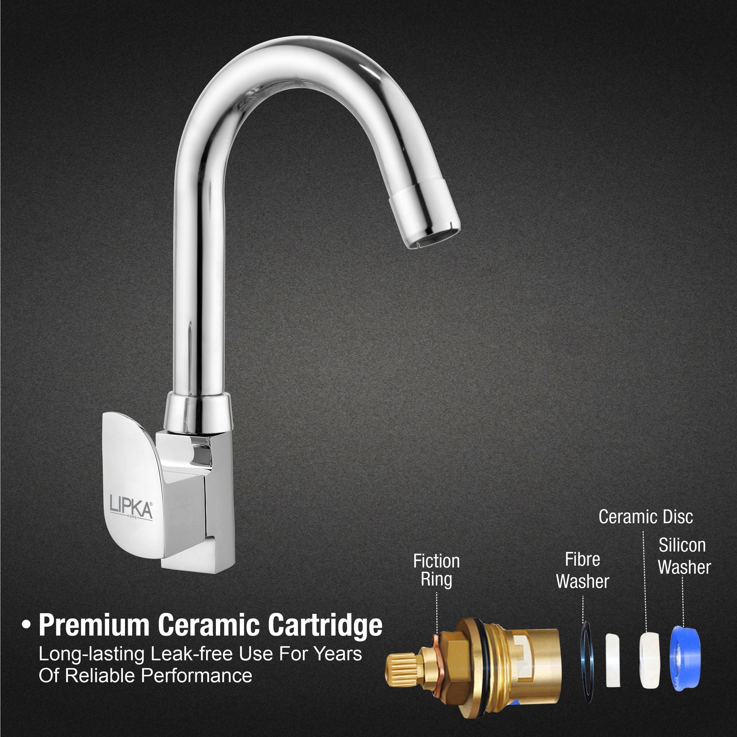 Arise Swan Neck Brass Faucet with Round Swivel Spout (12 Inches) - LIPKA - Image 3