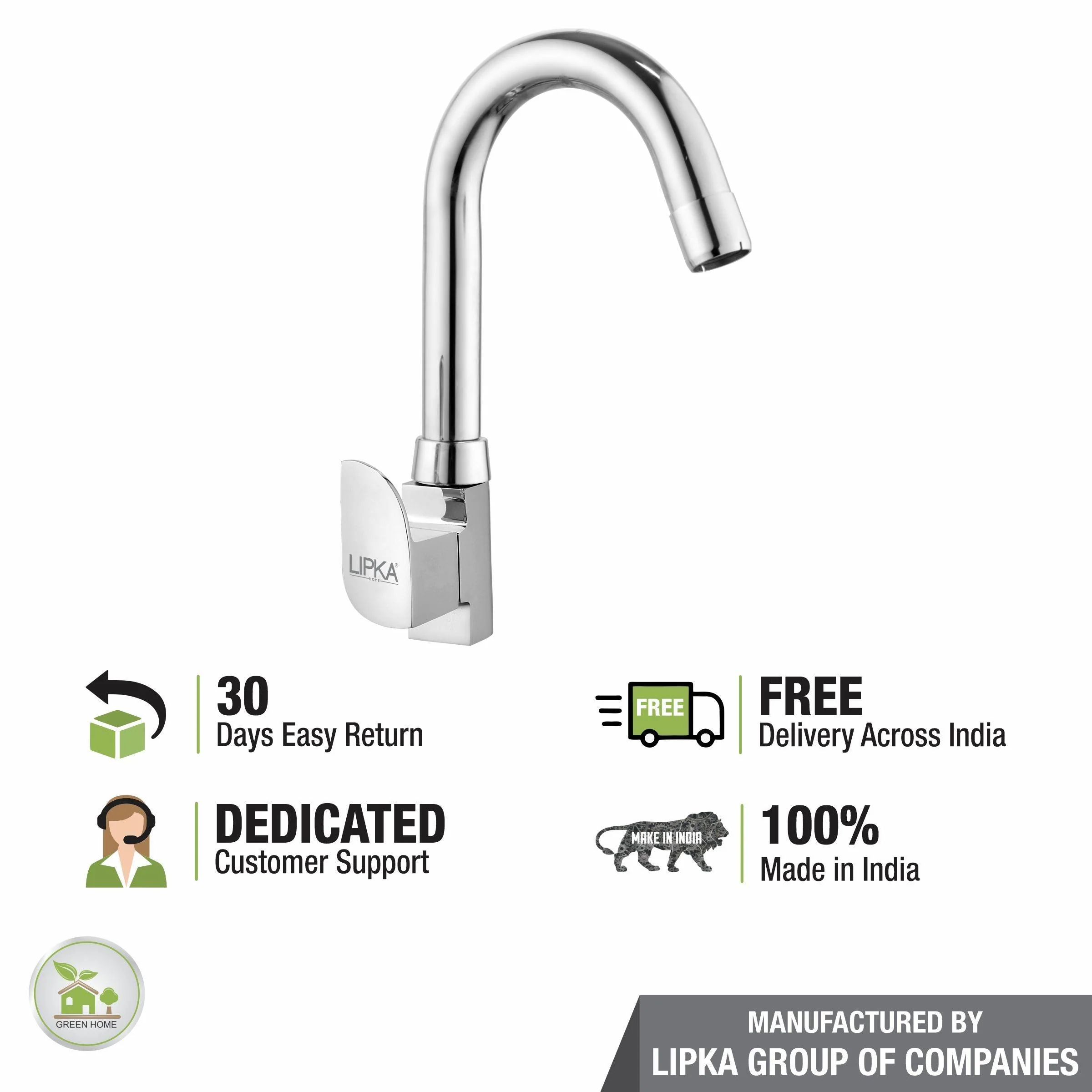 Arise Swan Neck Brass Faucet with Round Swivel Spout (12 Inches) - LIPKA - Image 6