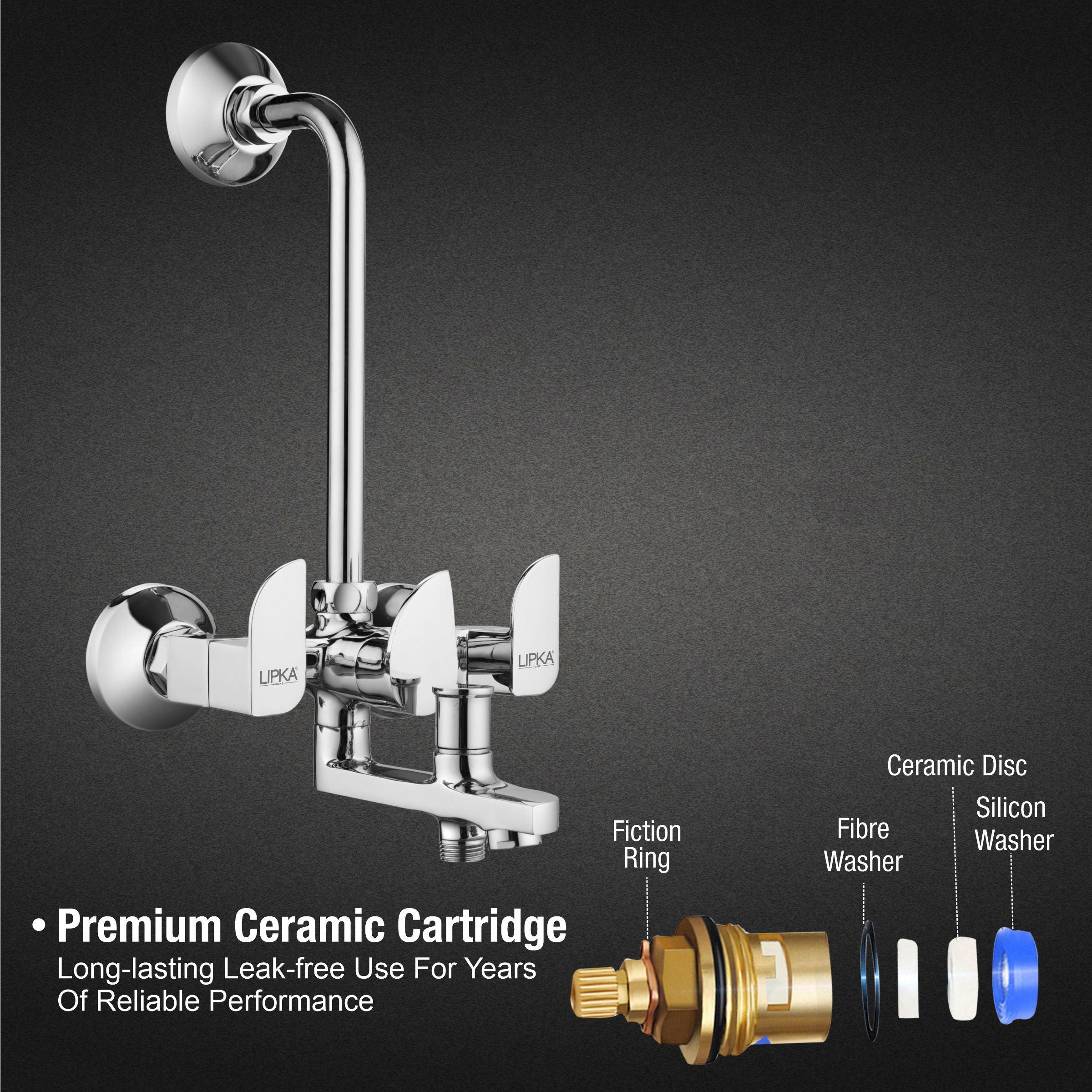 Arise 3 in 1 Wall Mixer Brass Faucet with L Bend - LIPKA - Image 3