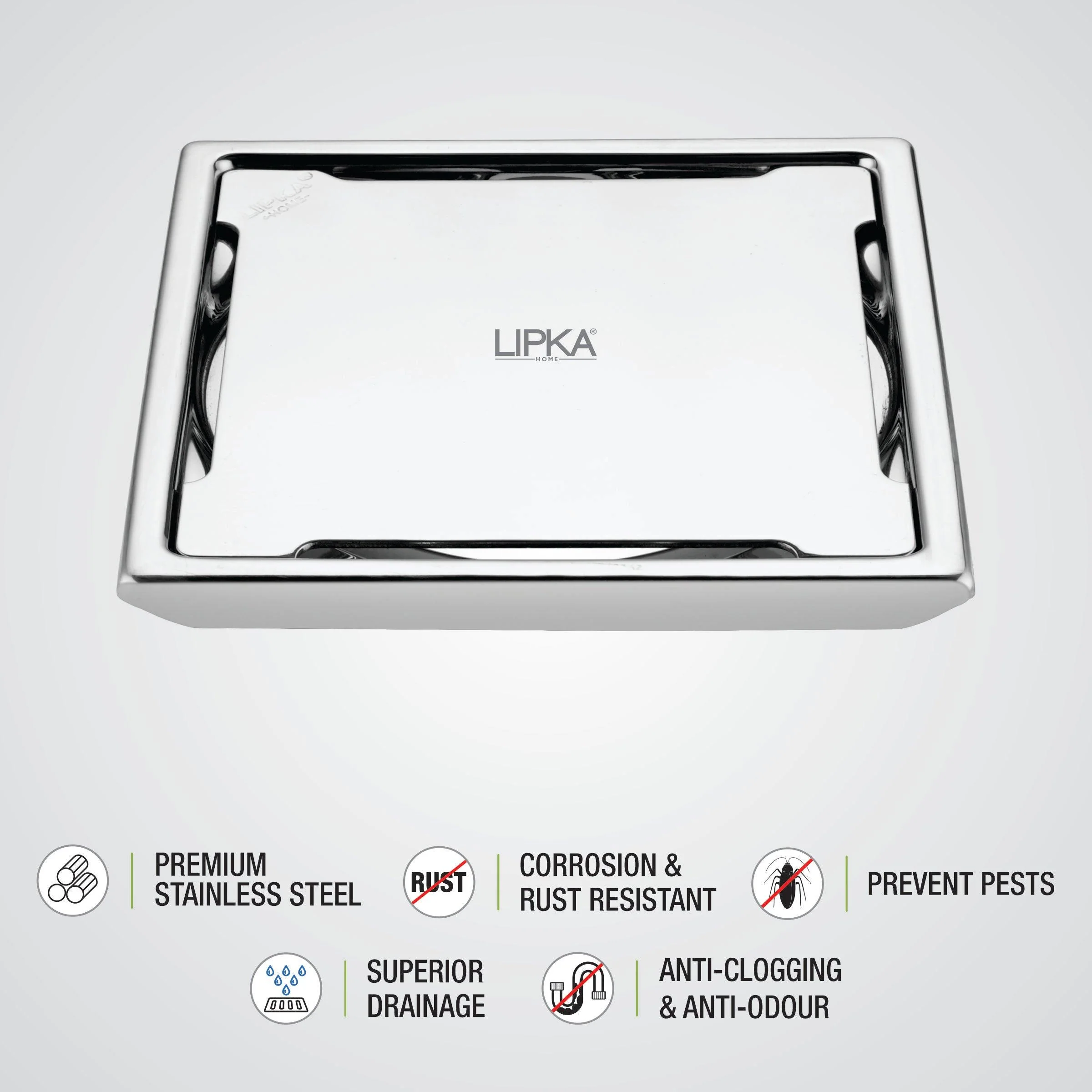 Beta Deluxe Square Floor Drain (5 x 5 Inches) - LIPKA - Image 3