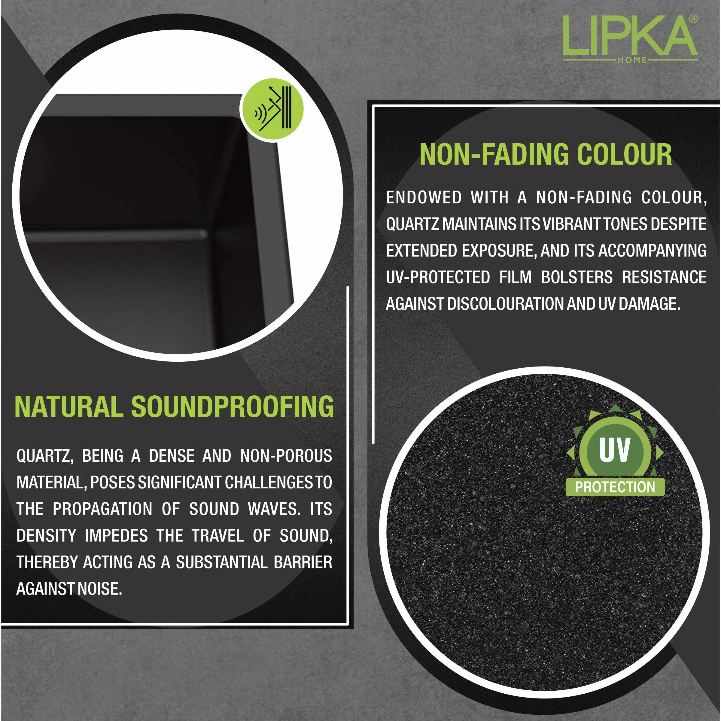 Black Quartz Single Bowl Kitchen Sink (24 x 18 x 9 Inches) - LIPKA - Image 4