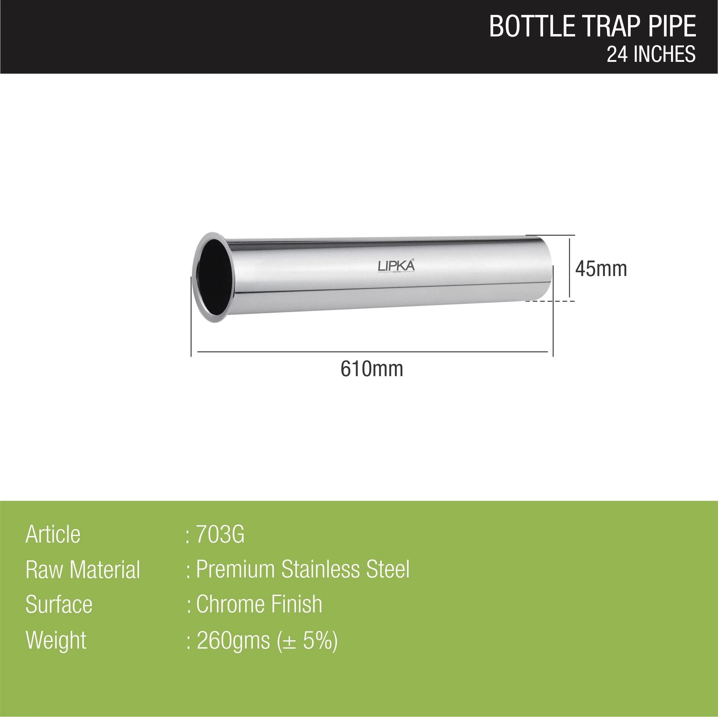 Bottle Trap Stainless Steel Pipe (24 inches) - LIPKA - Image 2