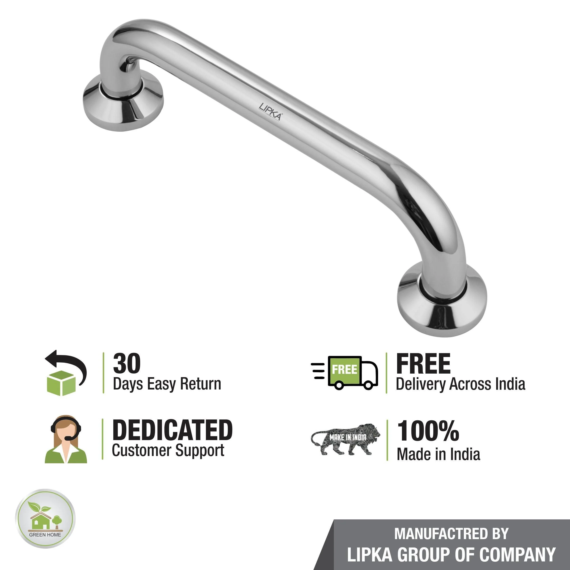 Brass Concealed Grab Bar (16 Inches) - LIPKA - Image 6