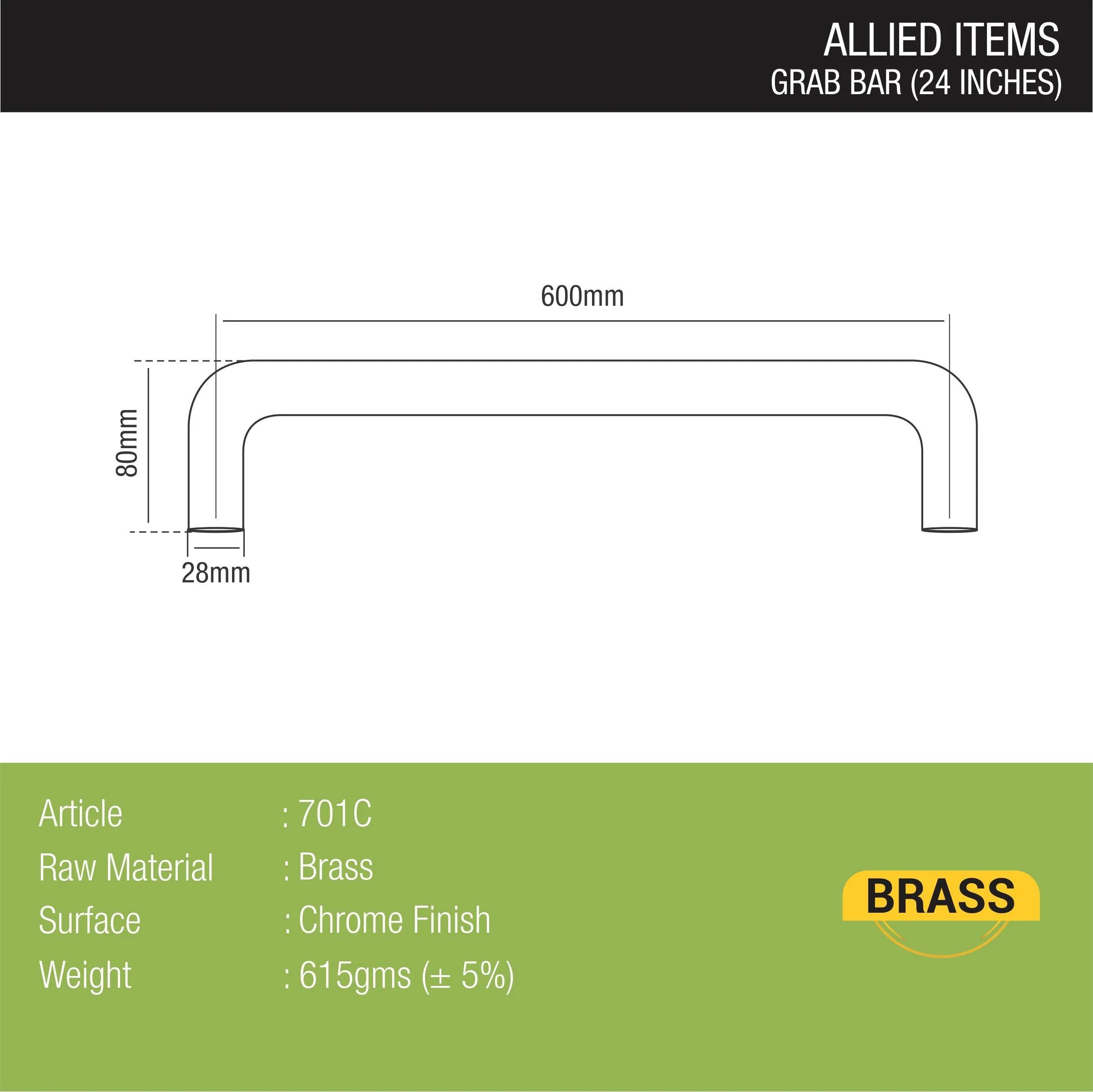 Brass Grab Bar (24 Inches)- LIPKA - Image 2