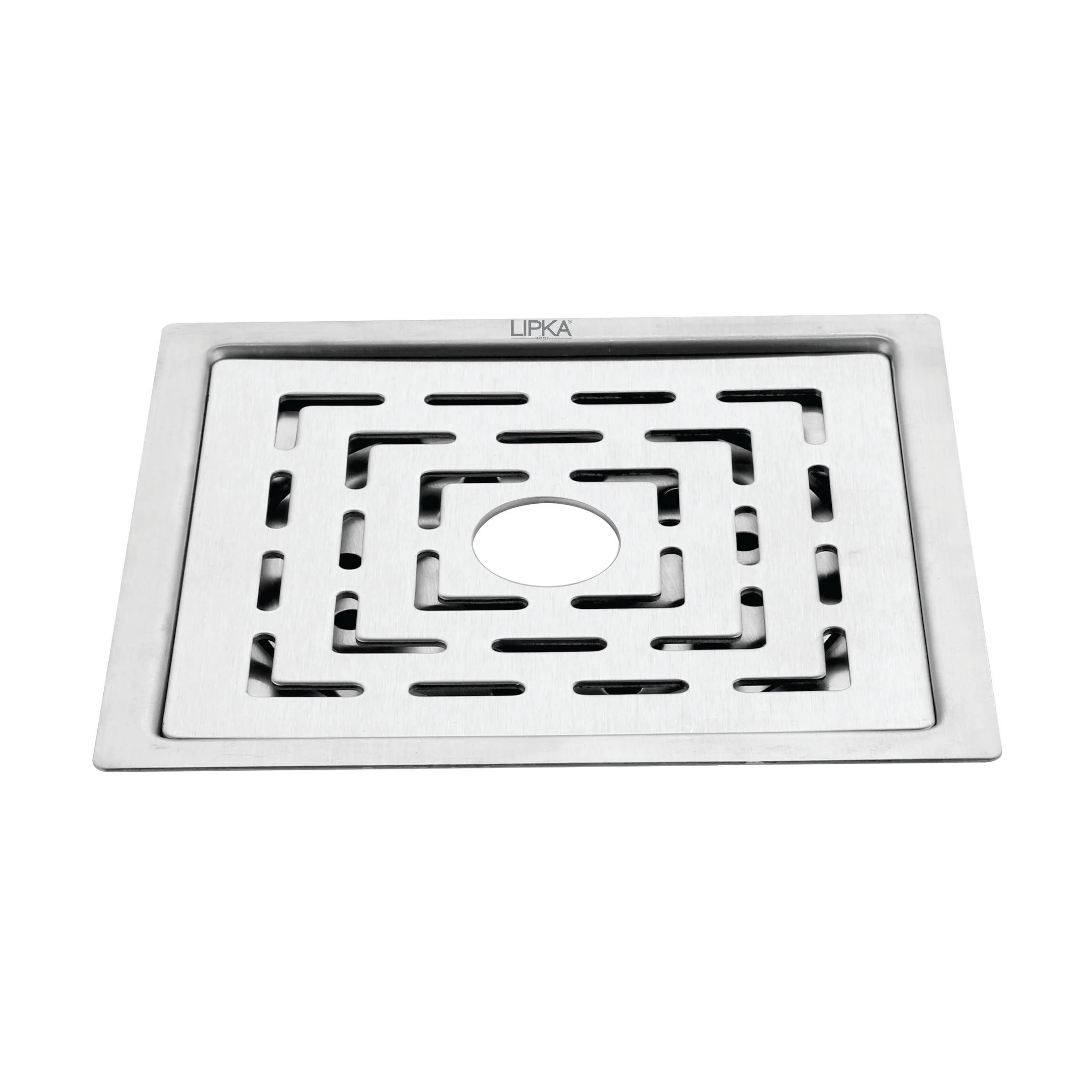 Charlie Deluxe Square Flat Cut Floor Drain (6 x 6 Inches) with Hole - LIPKA