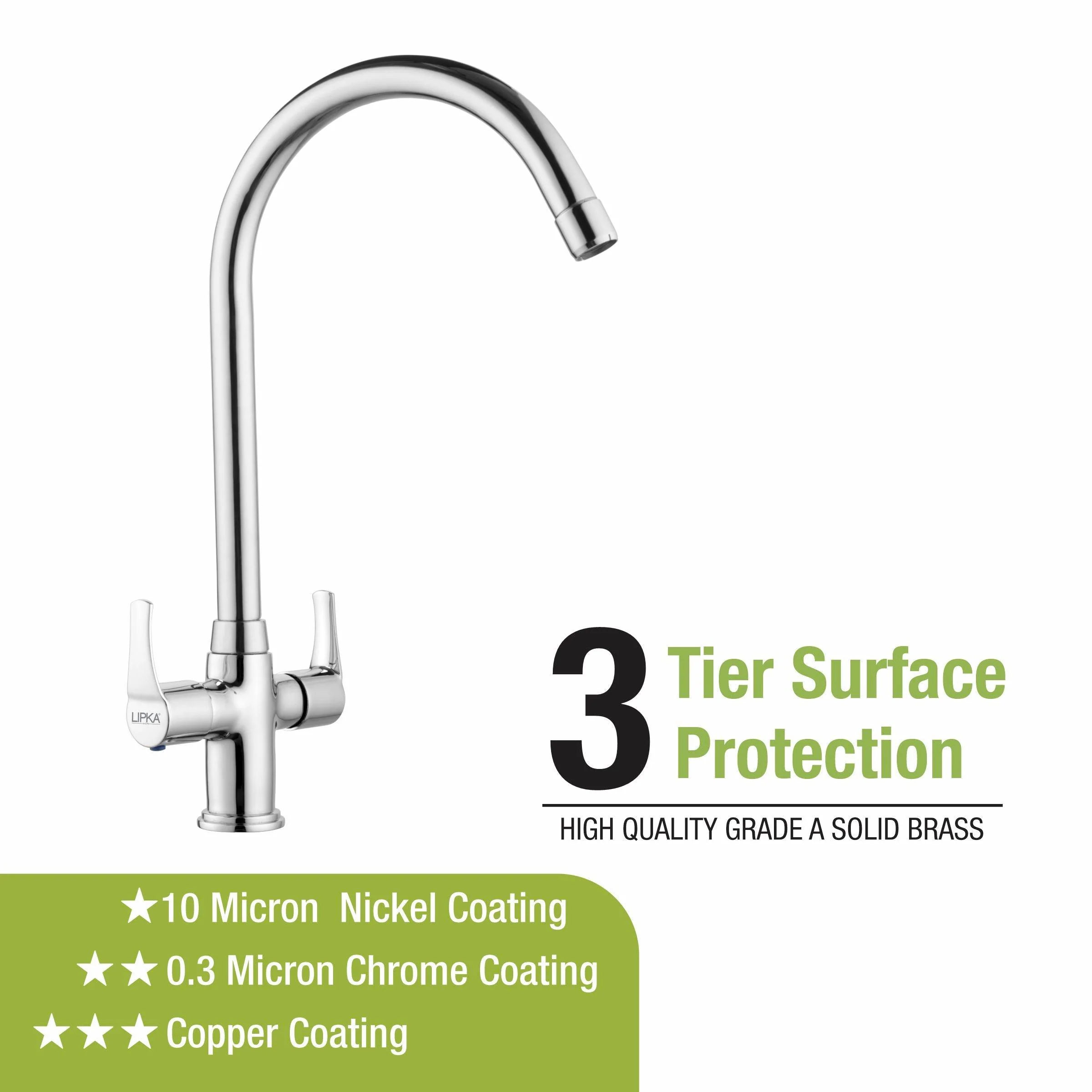Coral Centre Hole Basin Mixer Brass Faucet with Round Swivel Spout (20 Inches) - LIPKA - Image 4