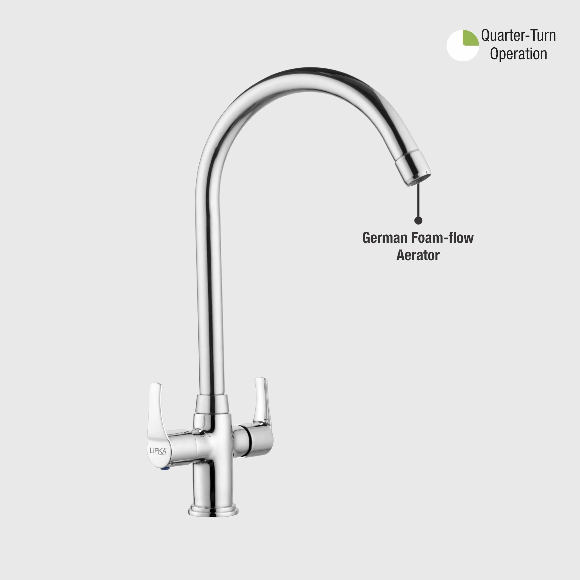 Coral Centre Hole Basin Mixer Brass Faucet with Round Swivel Spout (20 Inches) - LIPKA - Image 5