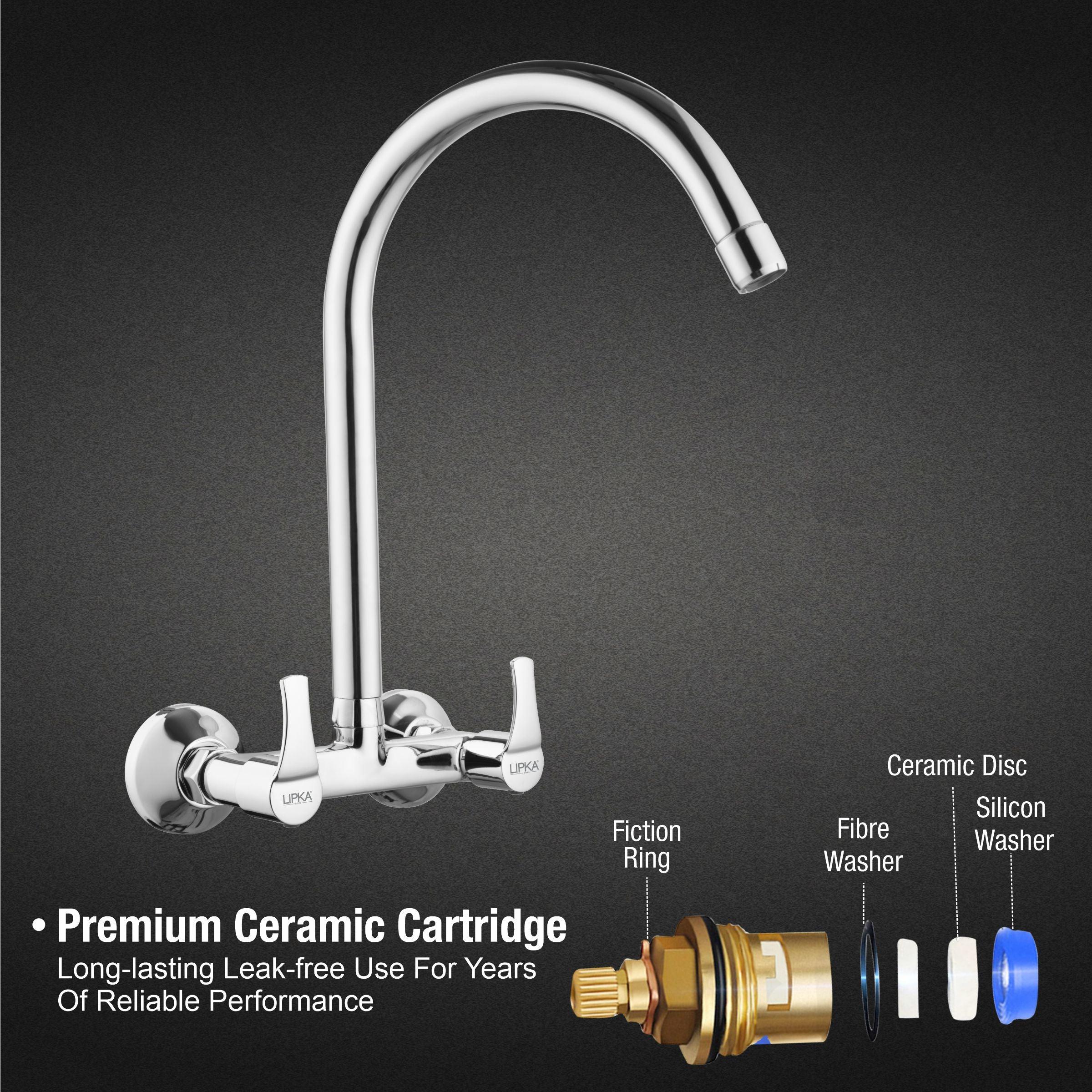 Coral Sink Mixer Brass Faucet with Round Swivel Spout (20 Inches) - LIPKA - Image 3