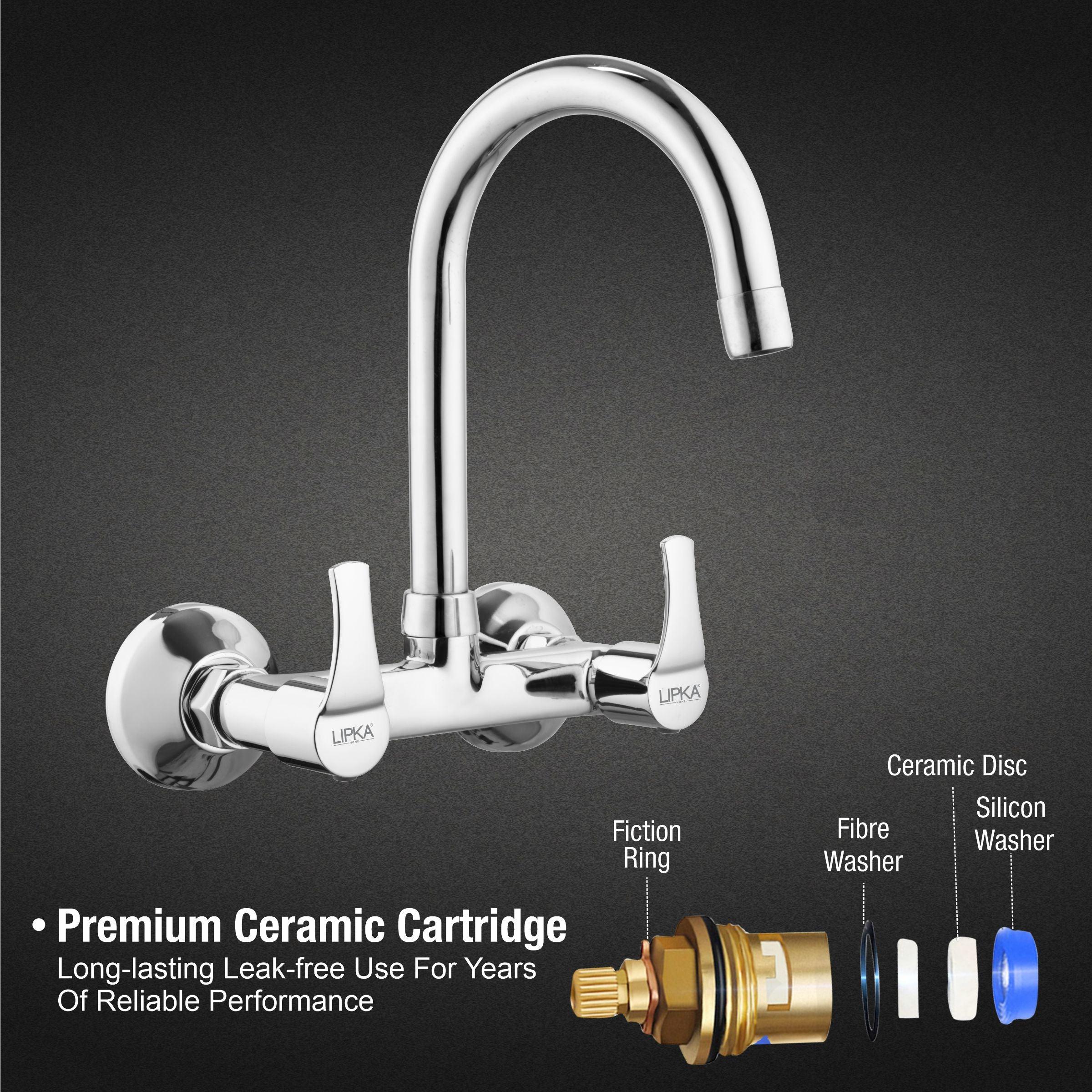 Coral Sink Mixer Brass Faucet with Round Swivel Spout (15 Inches) - LIPKA - Image 3