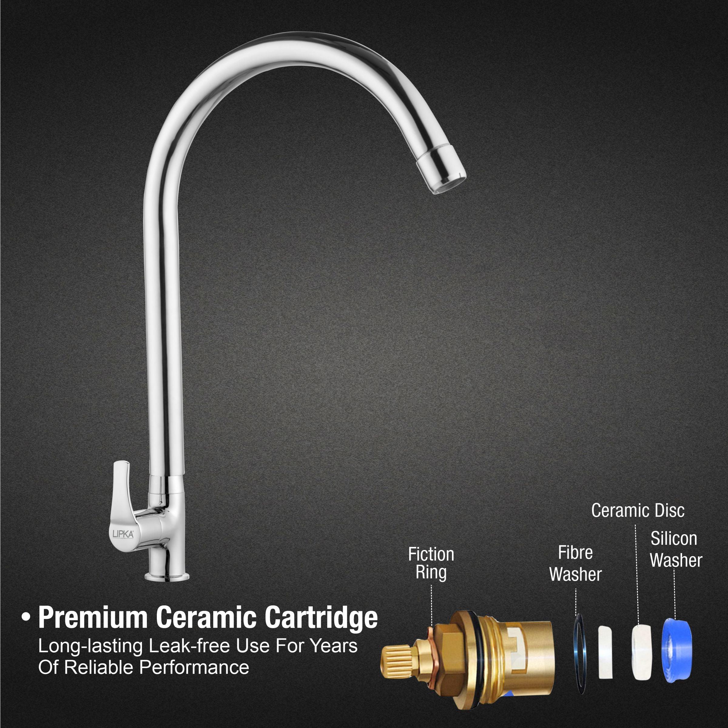 Coral Swan Neck Brass Faucet with Round Swivel Spout (20 Inches) - LIPKA - Image 3