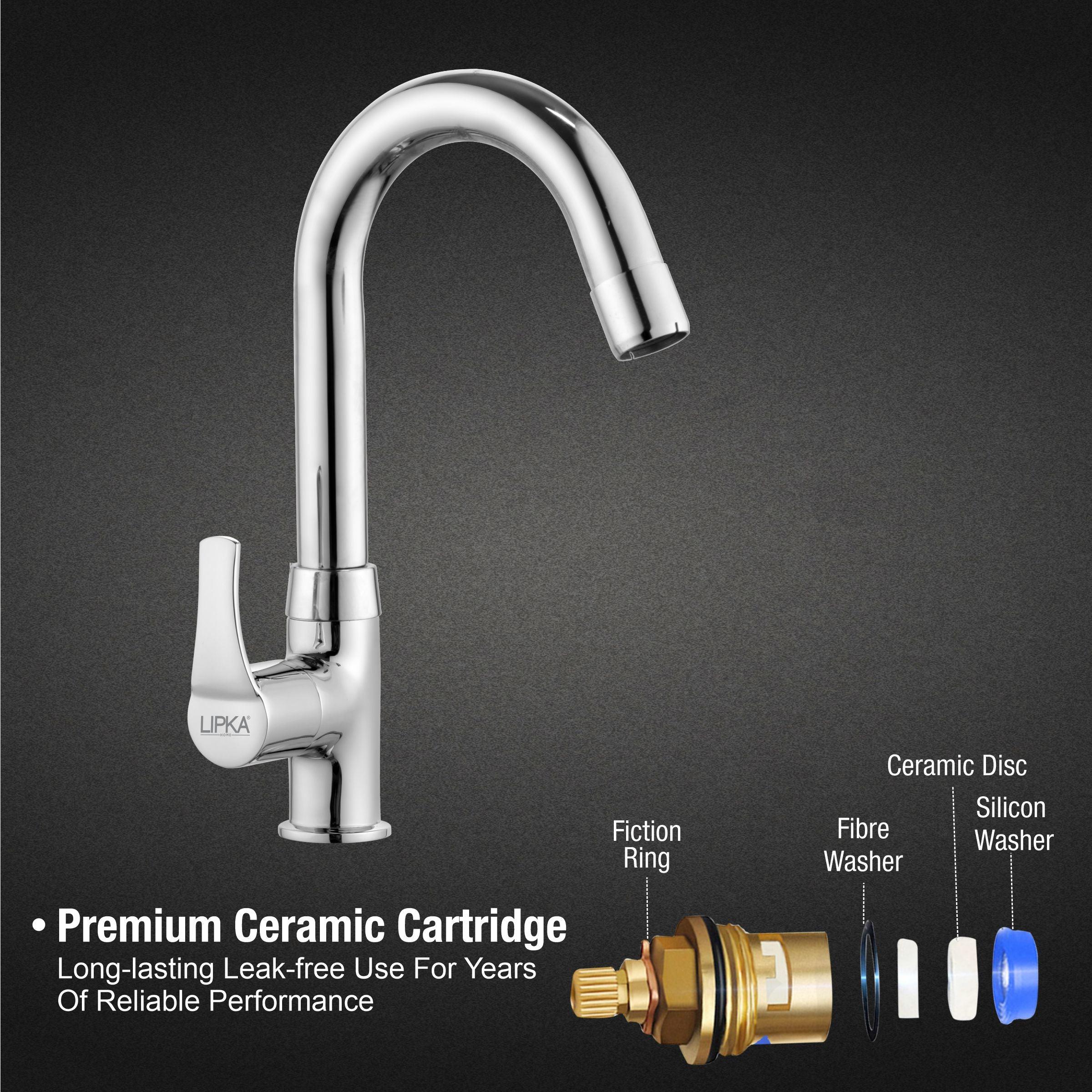 Coral Swan Neck Brass Faucet with Round Swivel Spout (12 Inches) - LIPKA - Image 3