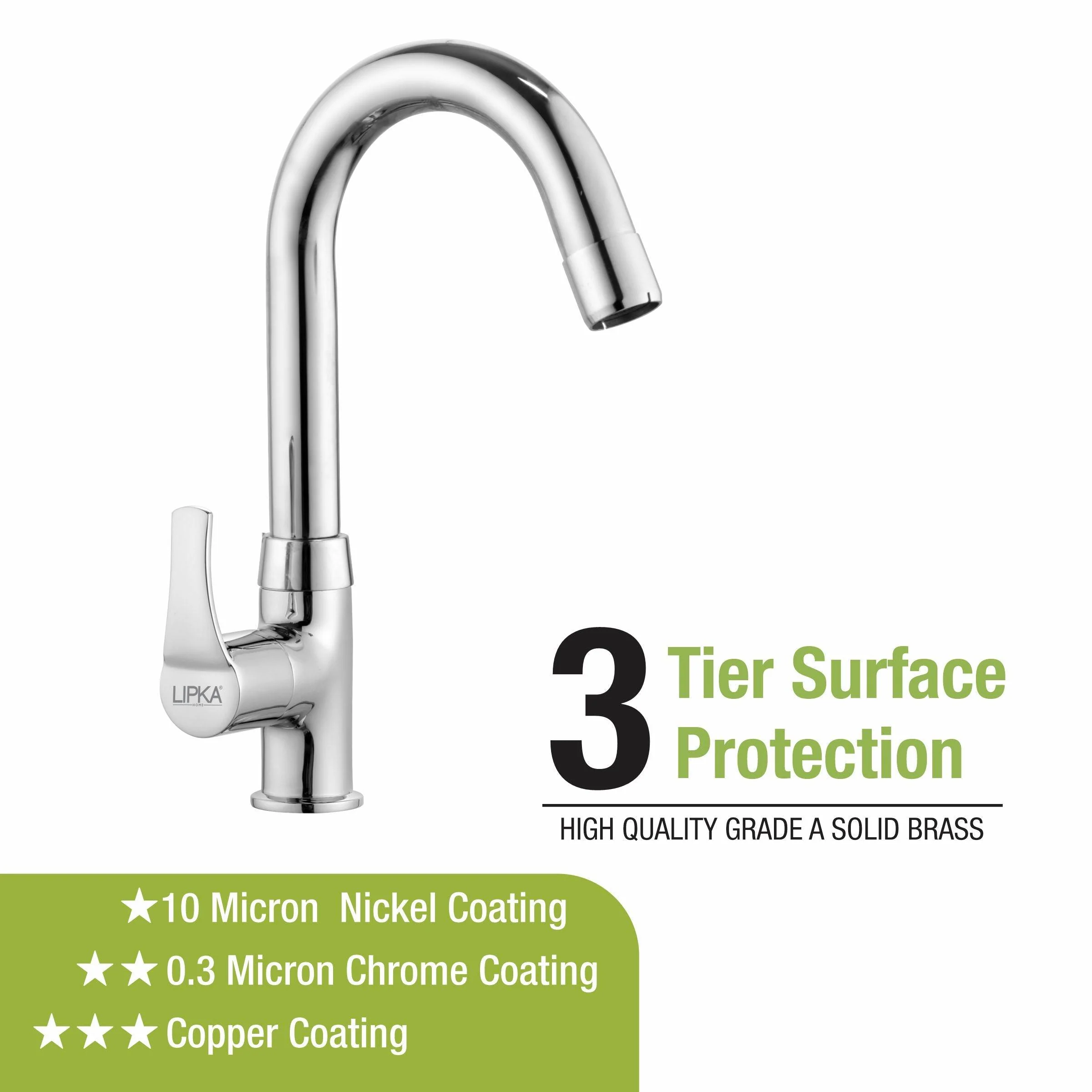 Coral Swan Neck Brass Faucet with Round Swivel Spout (12 Inches) - LIPKA - Image 4