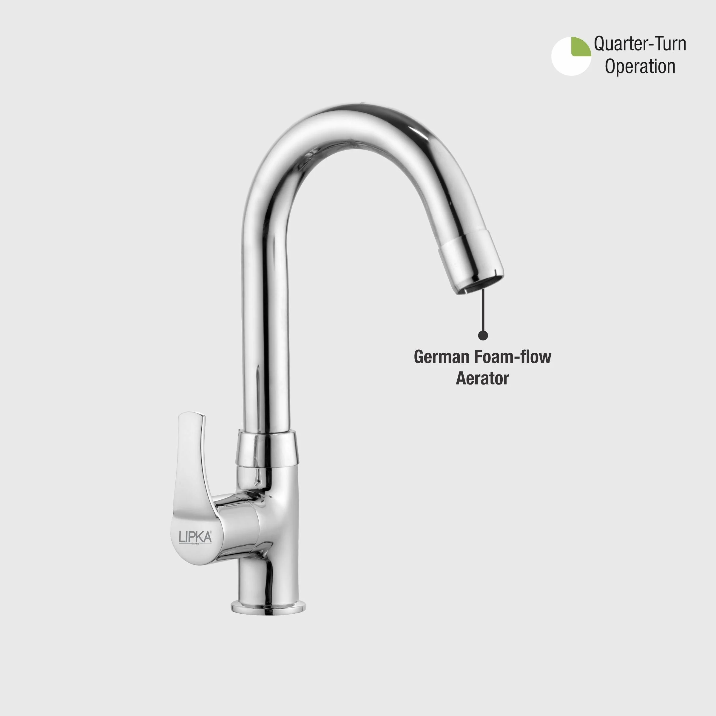 Coral Swan Neck Brass Faucet with Round Swivel Spout (12 Inches) - LIPKA - Image 5