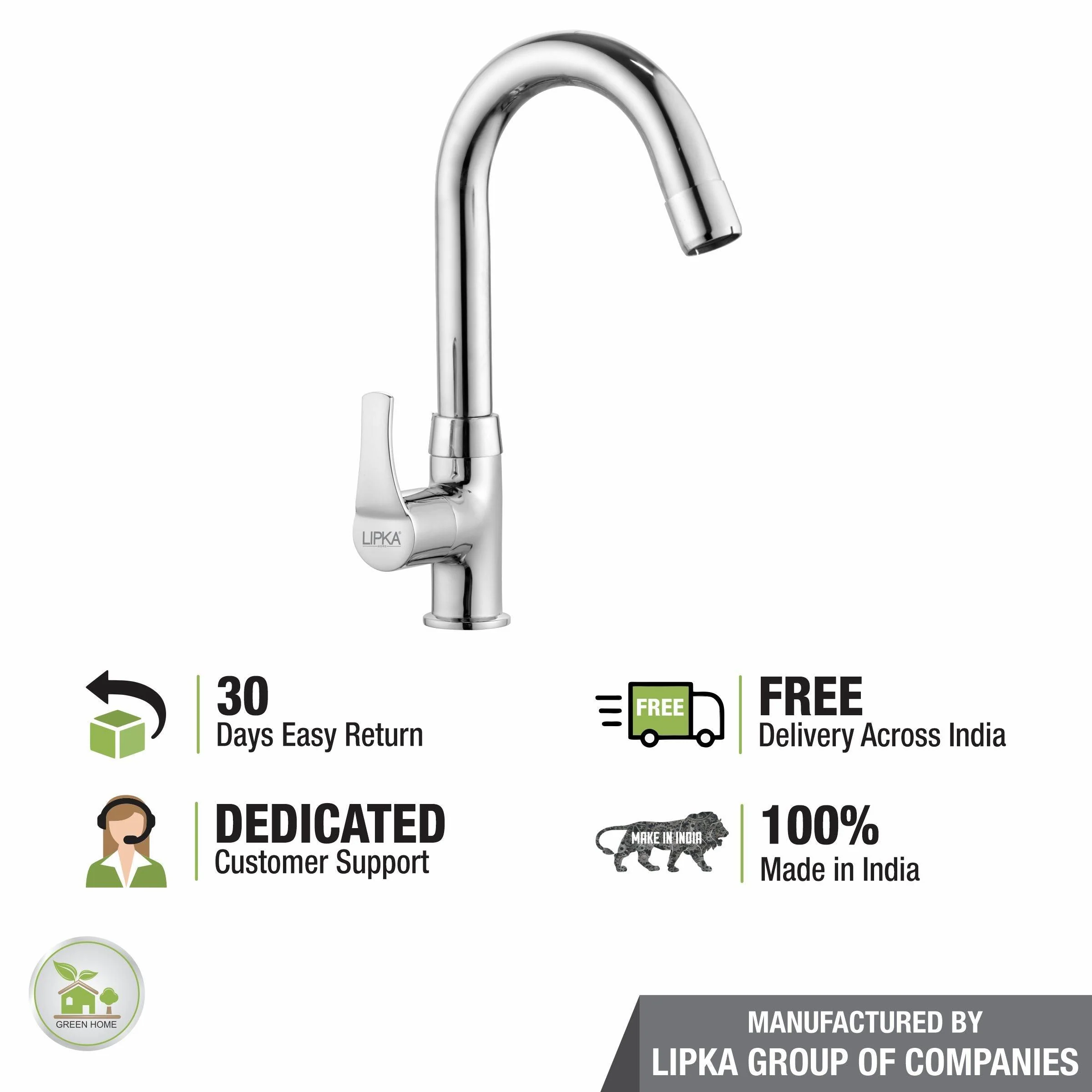 Coral Swan Neck Brass Faucet with Round Swivel Spout (12 Inches) - LIPKA - Image 6