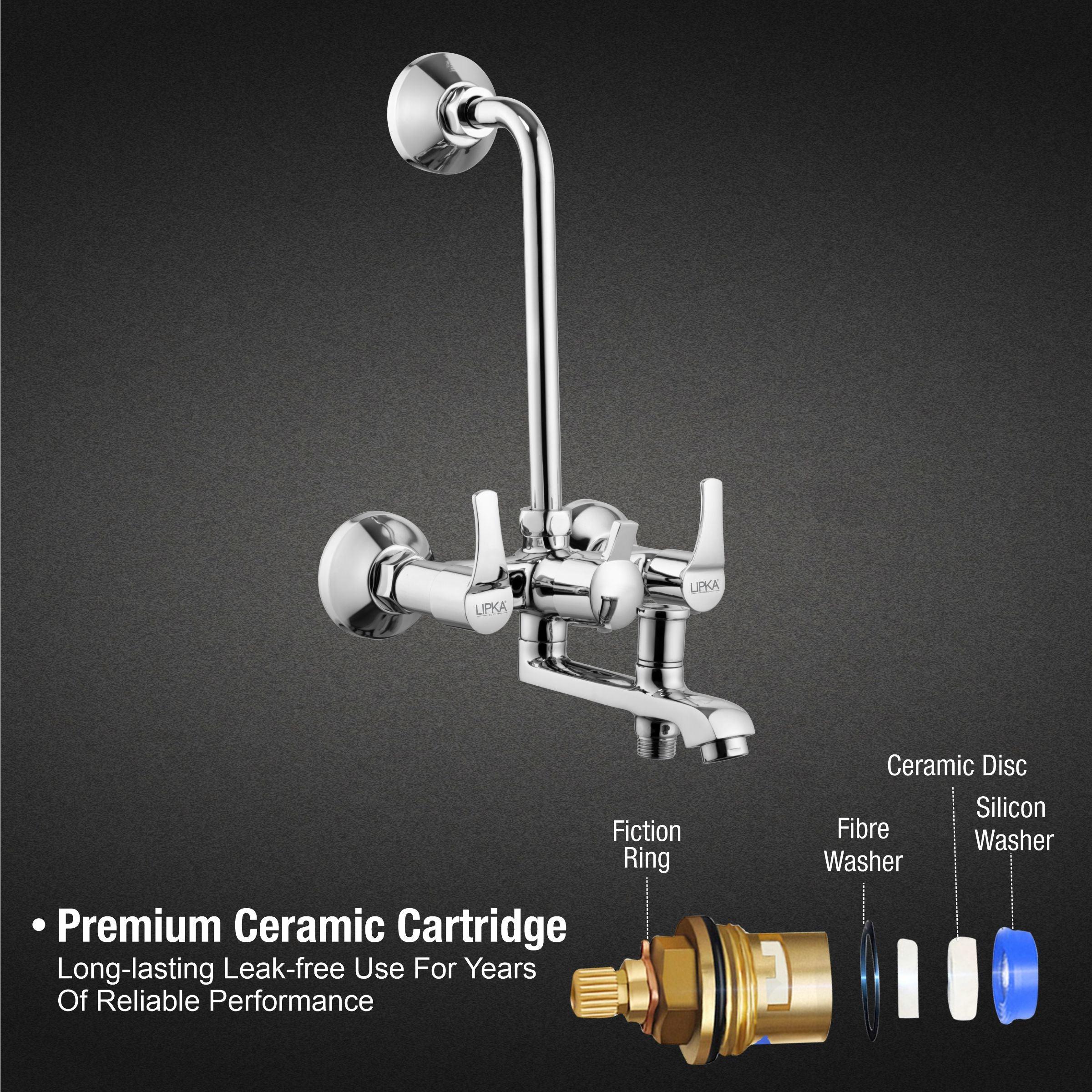 Coral 3 in 1 Wall Mixer Brass Faucet with L Bend - LIPKA - Image 3