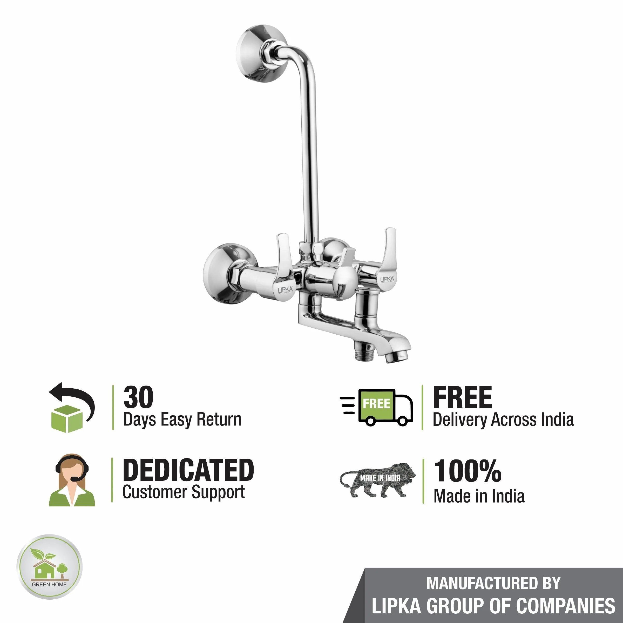 Coral 3 in 1 Wall Mixer Brass Faucet with L Bend - LIPKA - Image 6