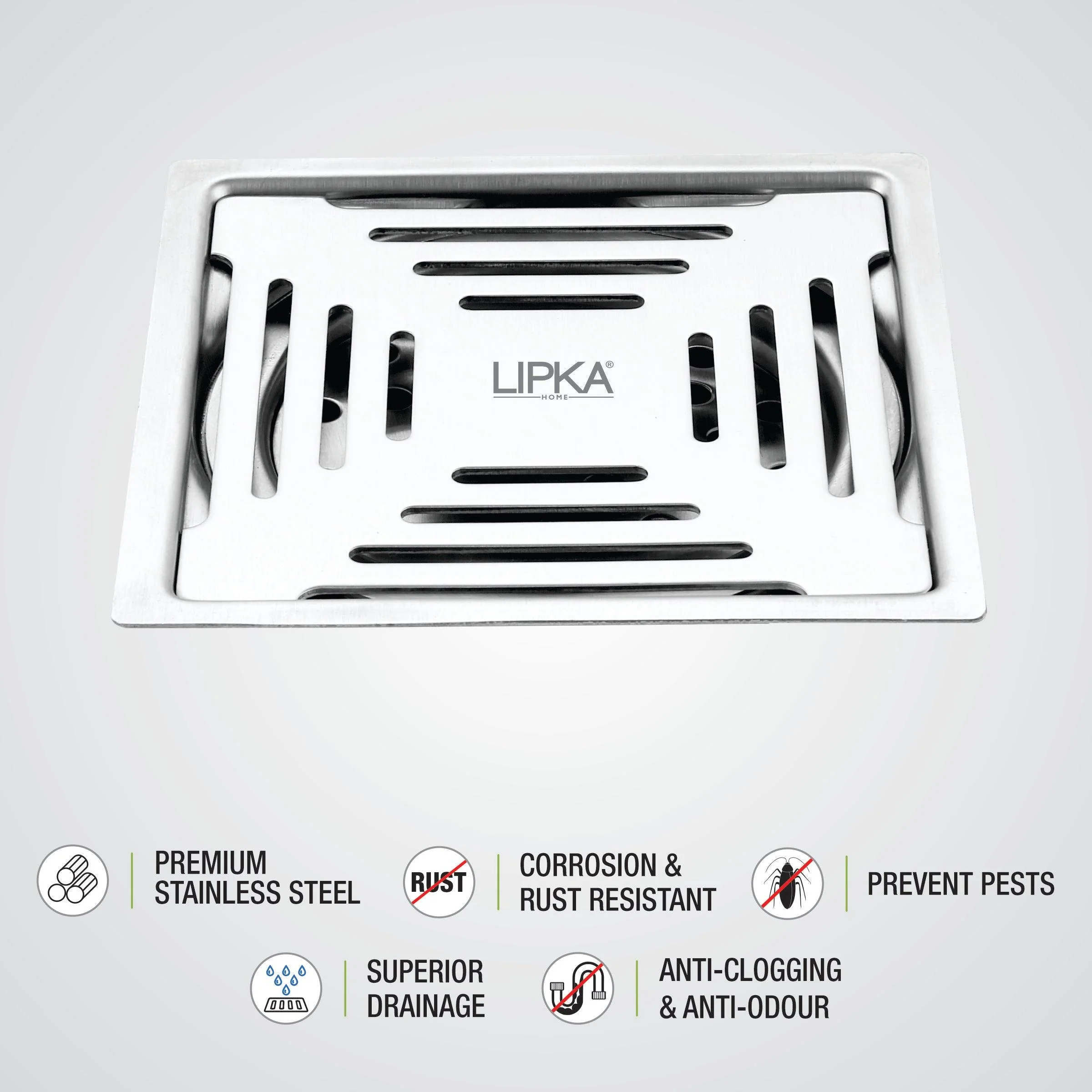 Echo Deluxe Square Flat Cut Floor Drain (5 x 5 Inches) - LIPKA - Image 3