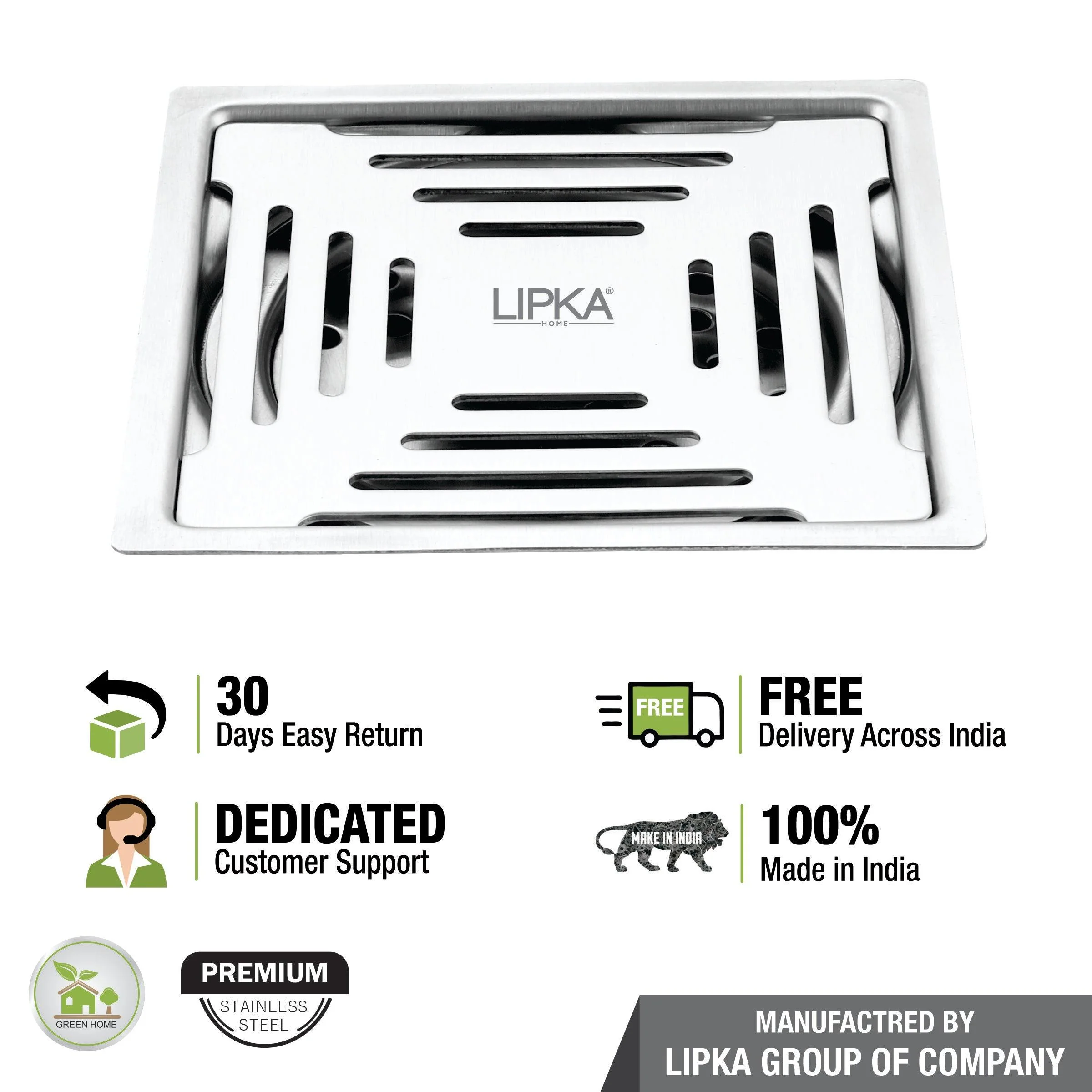 Echo Deluxe Square Flat Cut Floor Drain (5 x 5 Inches) - LIPKA - Image 4