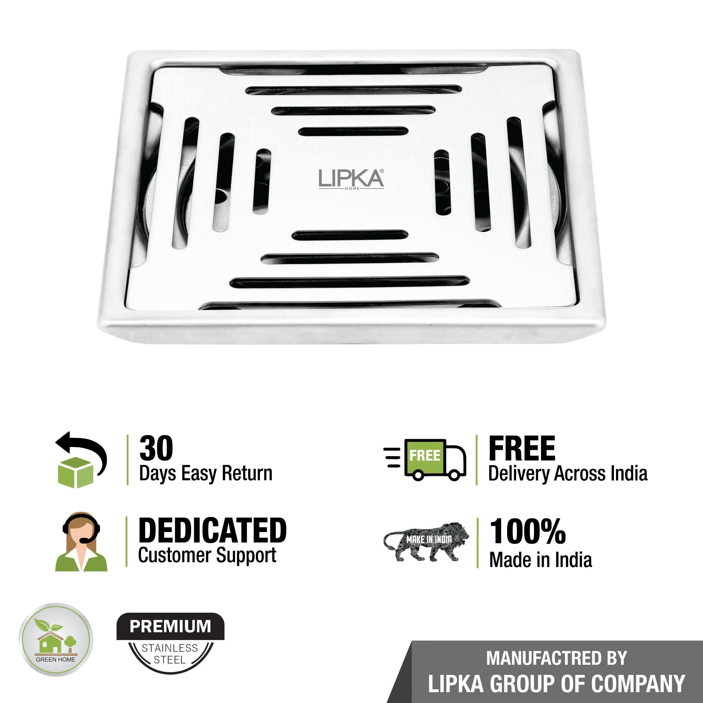 Echo Deluxe Square Floor Drain (5 X 5 Inches) - LIPKA - Image 4