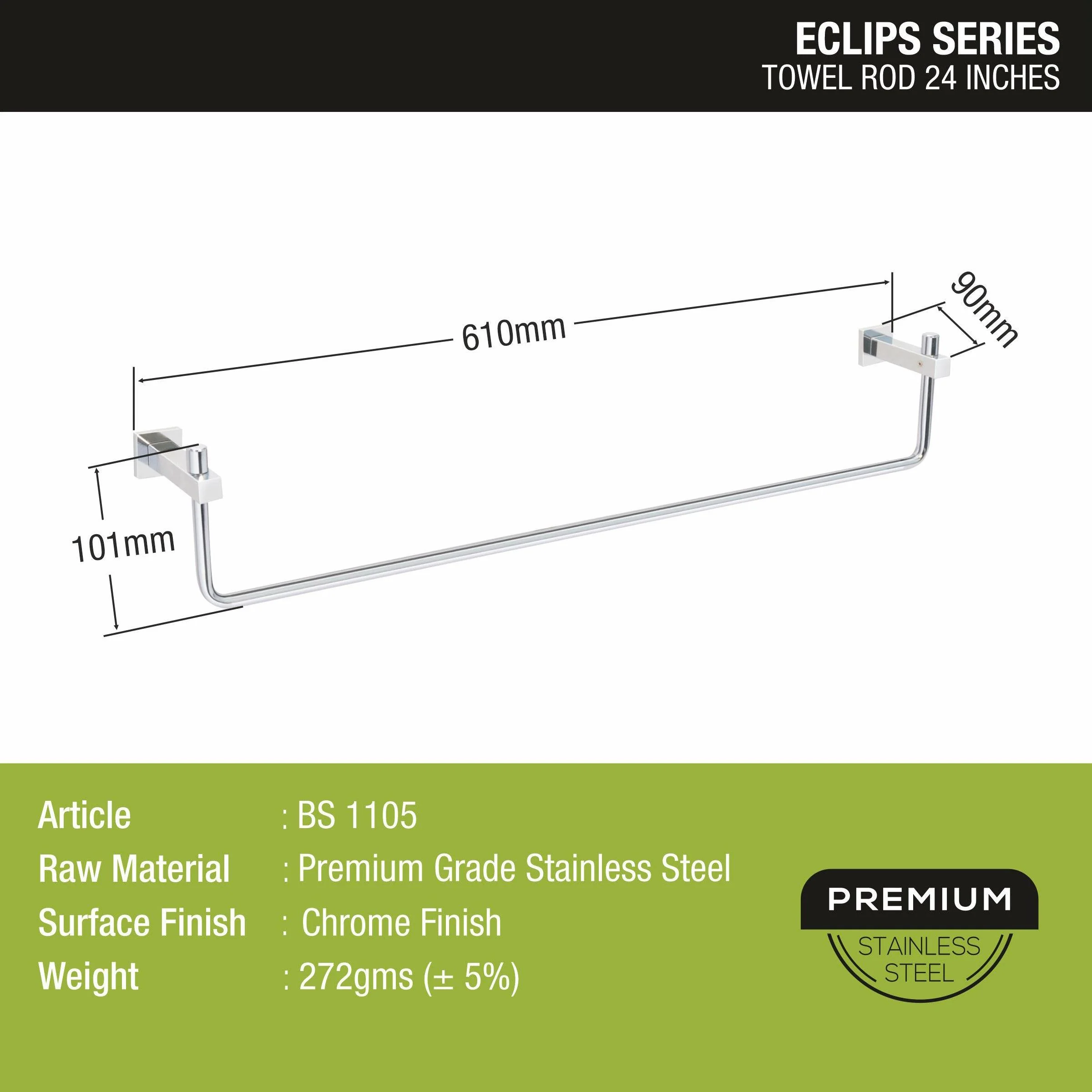 Eclipse Towel Rod (24 Inches) - LIPKA - Image 3