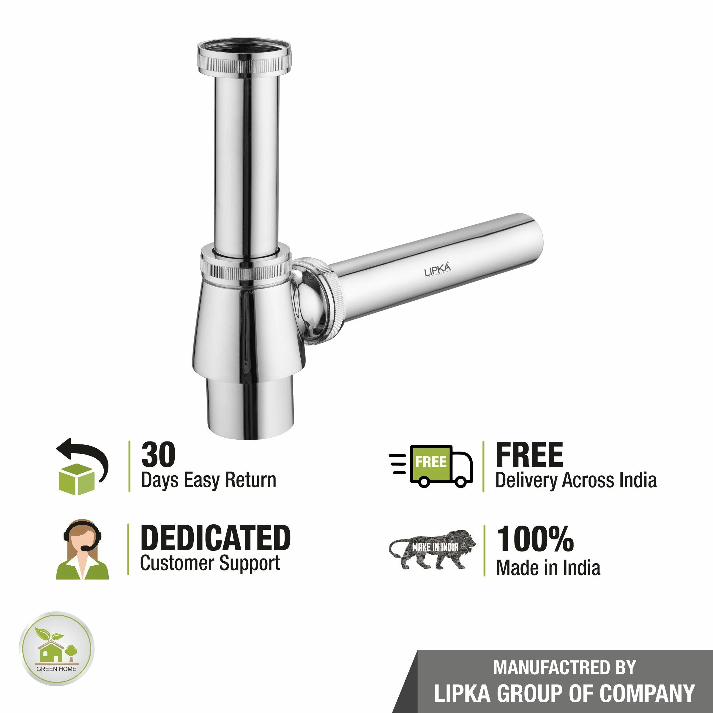 ECO Brass Bottle Trap CP (7 Inches) - LIPKA - Image 4