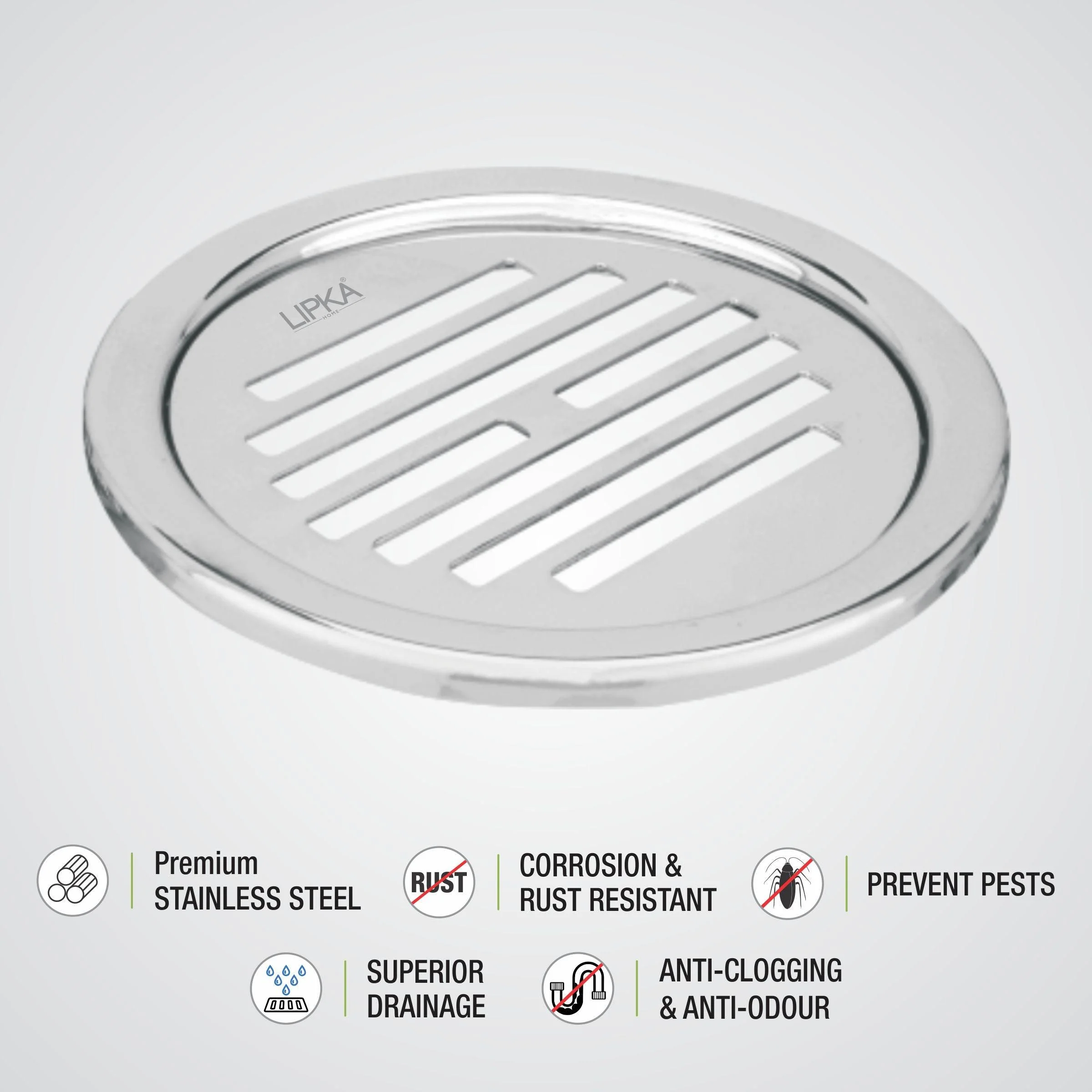 Eon Round Floor Drain with Golden Classic Jali (5 inches) - LIPKA - Image 3