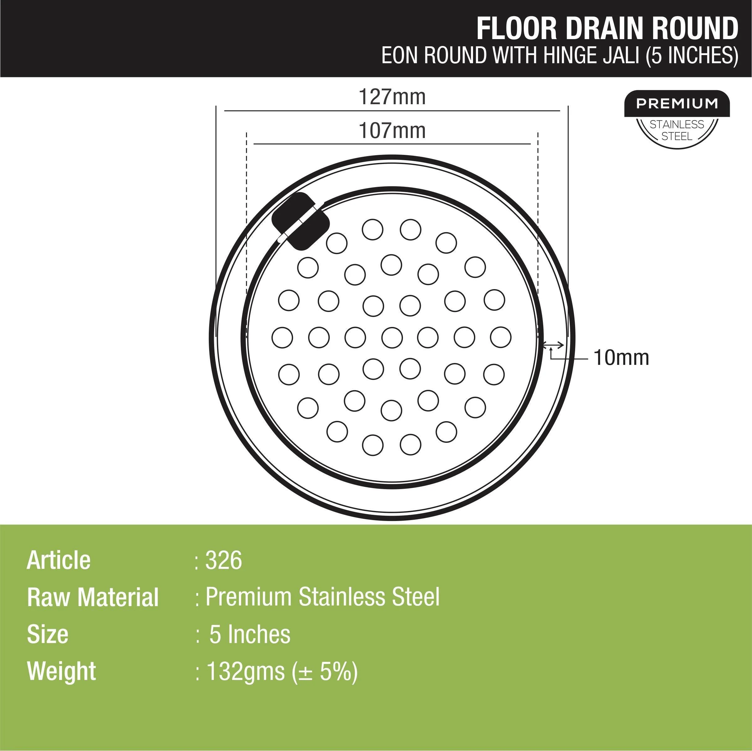 Eon Round Floor Drain with Hinge (5 inches) - LIPKA - Image 2