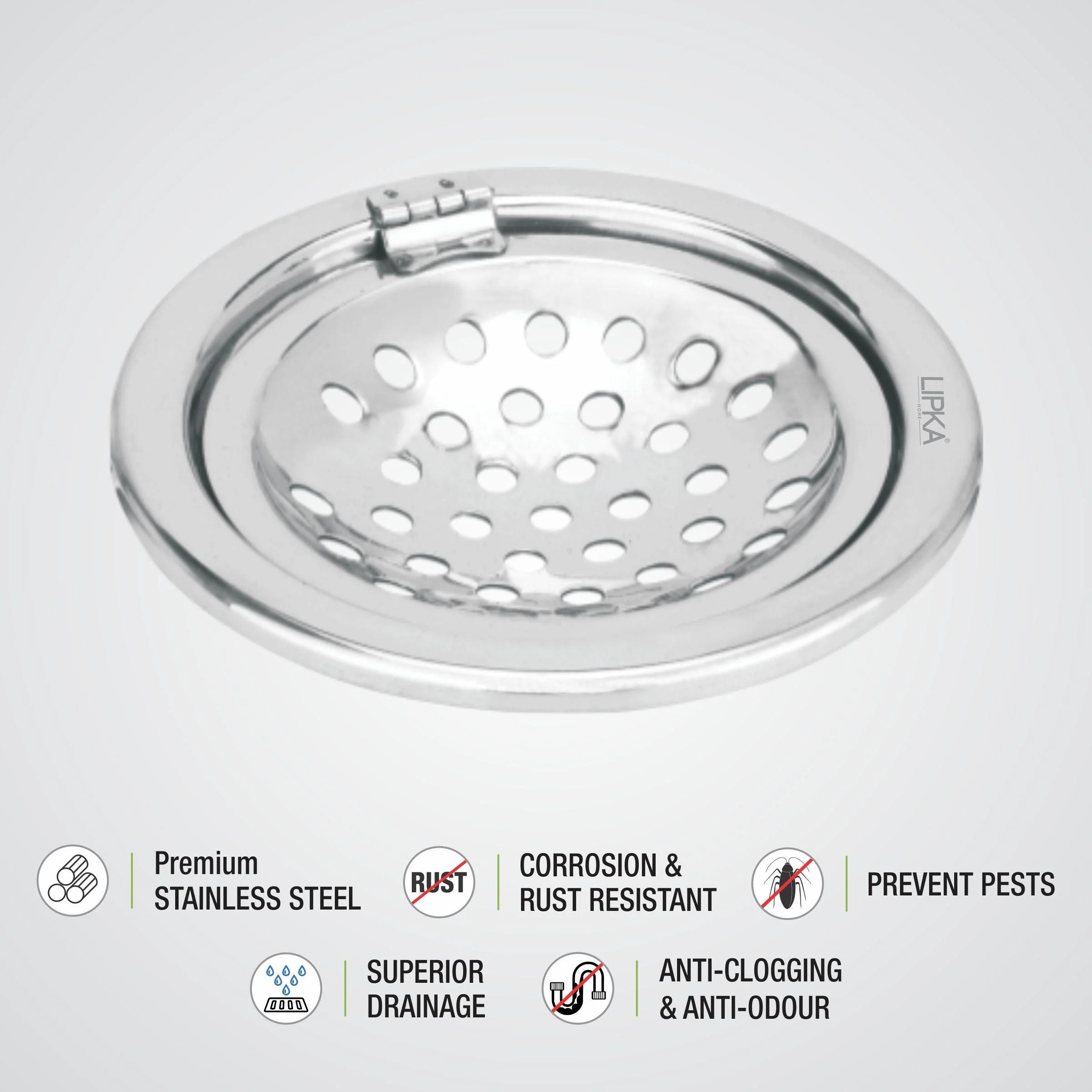 Eon Round Floor Drain with Hinge (5 inches) - LIPKA - Image 3