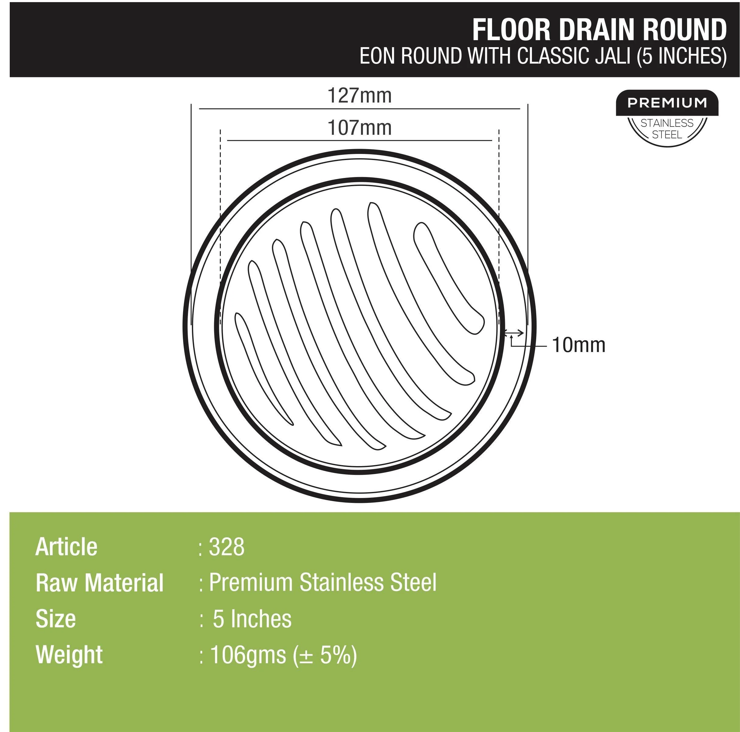 Eon Round Floor Drain with Classic Jali (5 inches) - LIPKA - Image 2